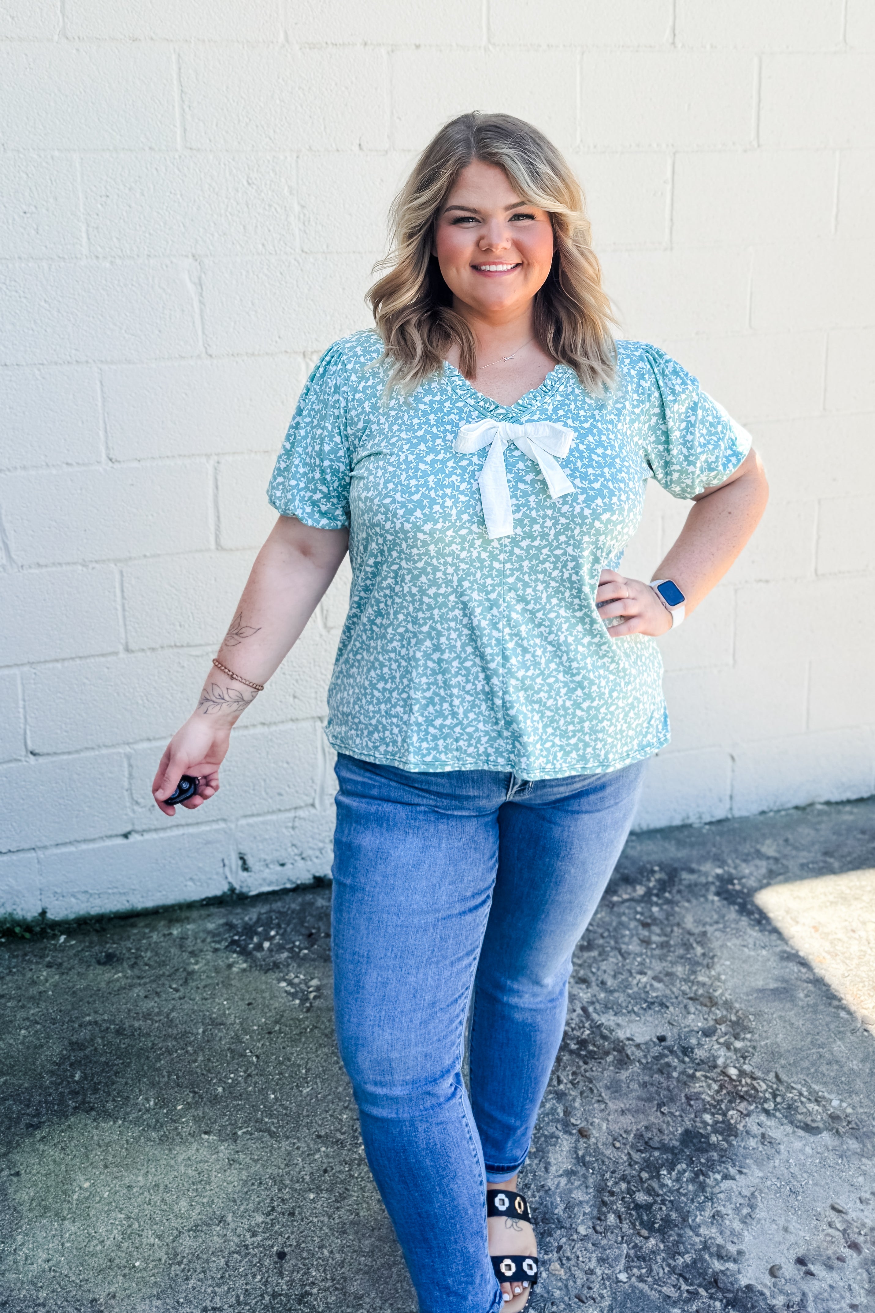 Daisy Darling Bow Top, Sage