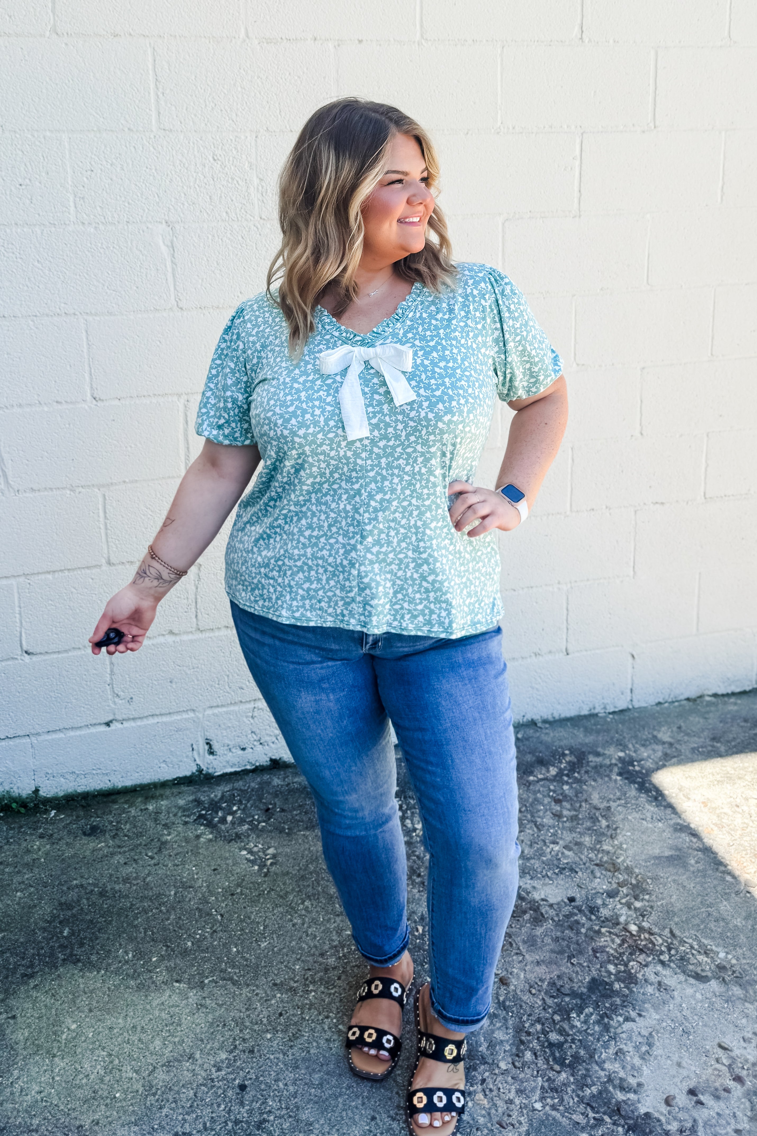 Daisy Darling Bow Top, Sage