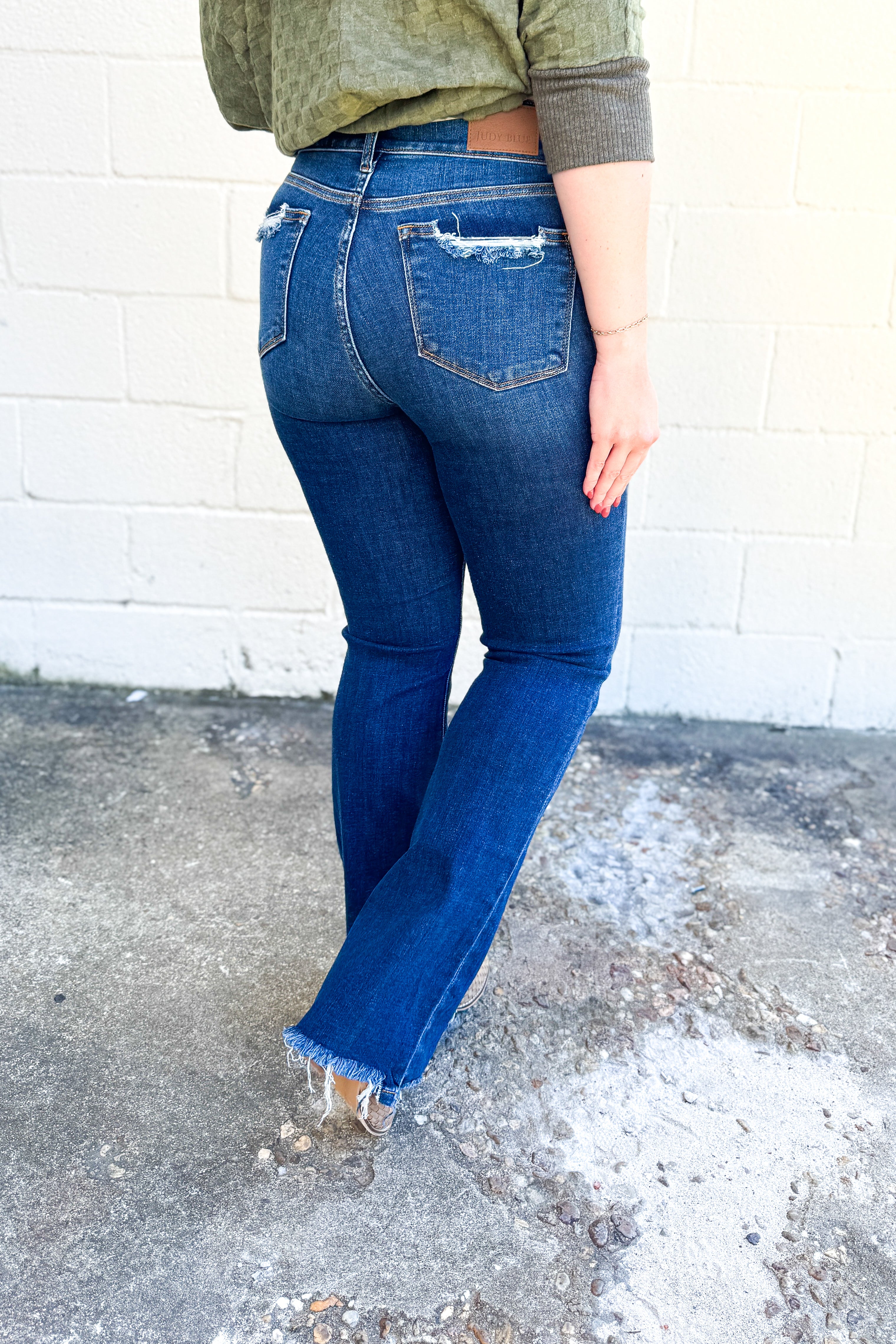 Judy Blue Lillian Vintage Wash Fray Hem Bootcut Jeans