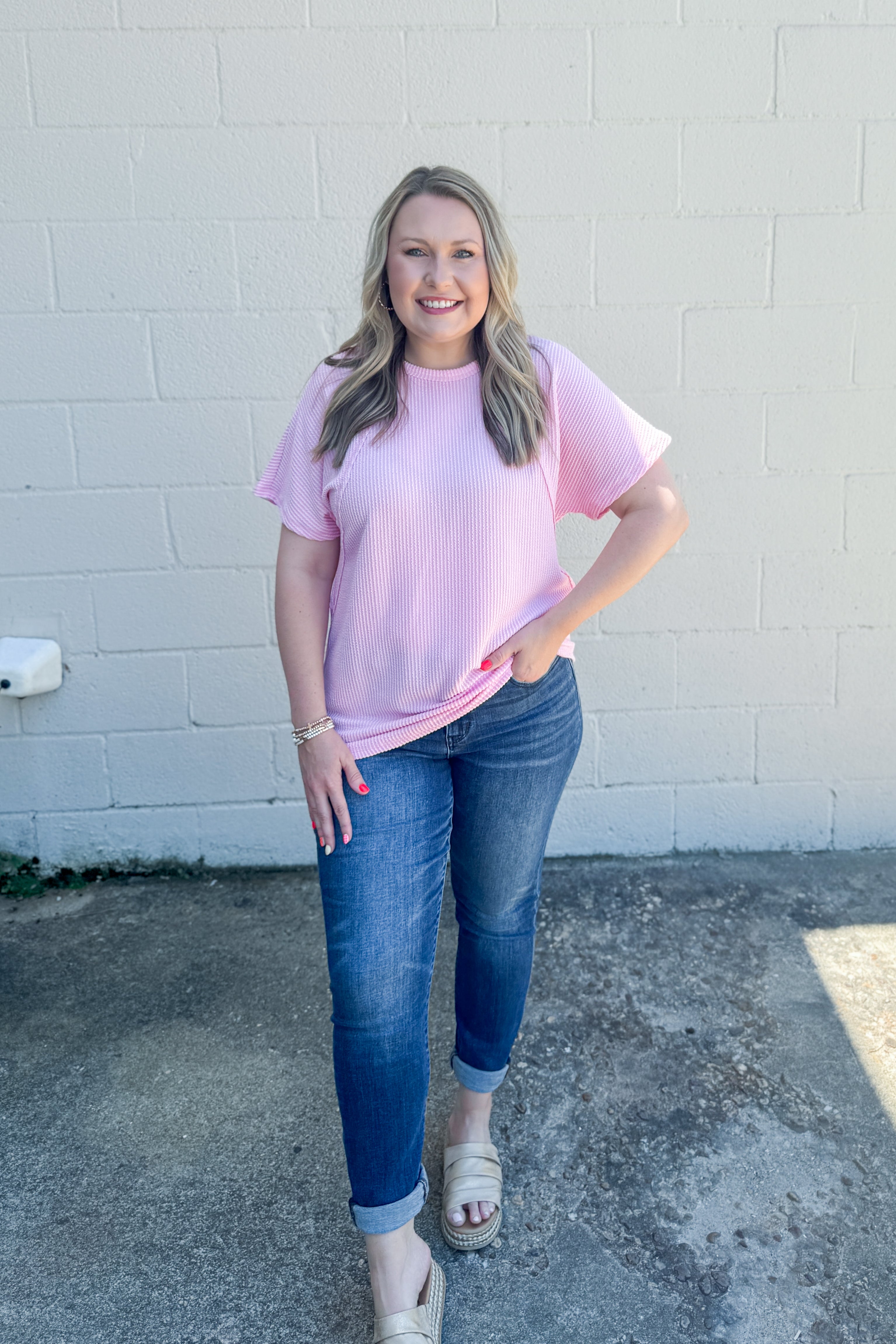 The Ember Ribbed Top, Pink