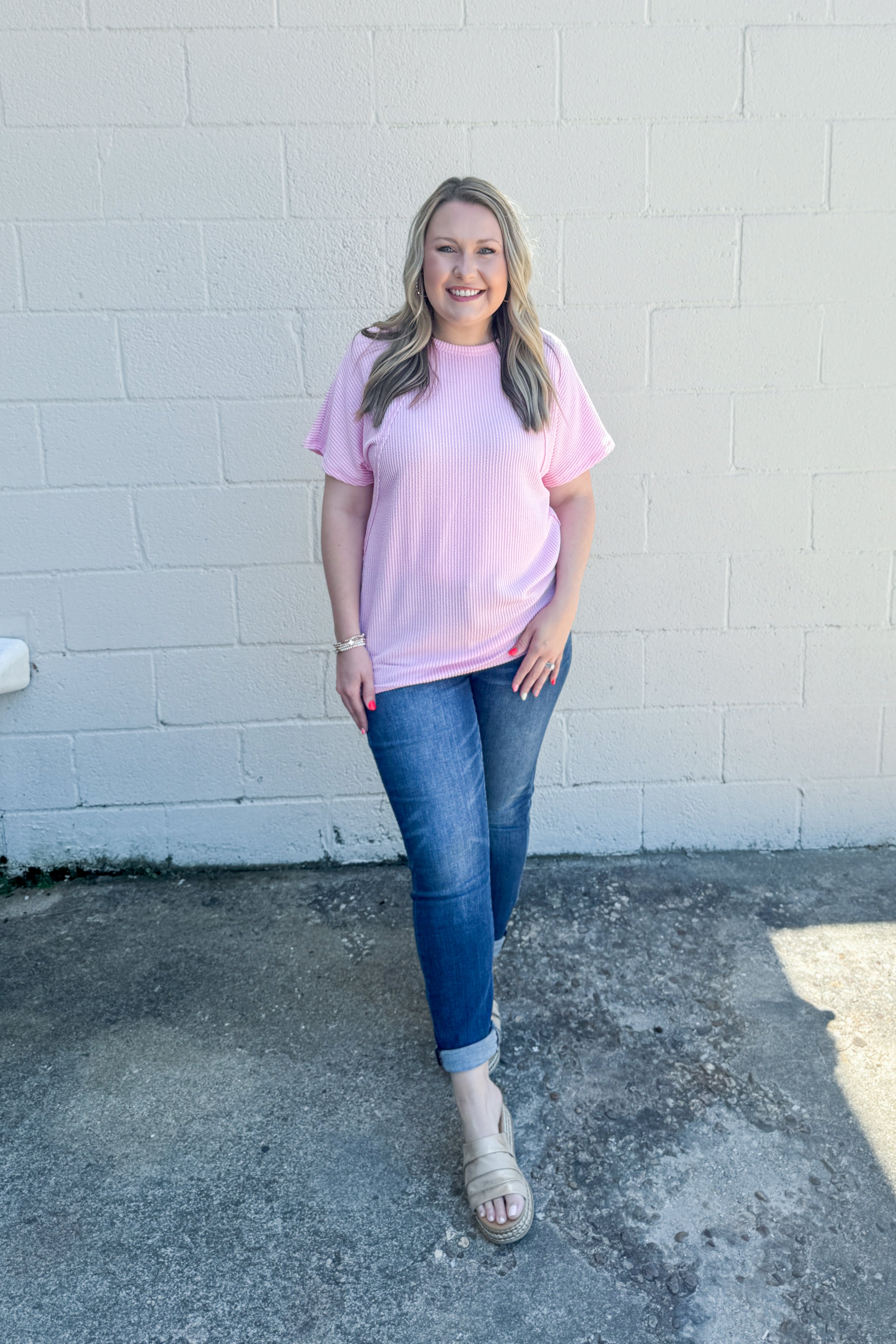 The Ember Ribbed Top, Pink