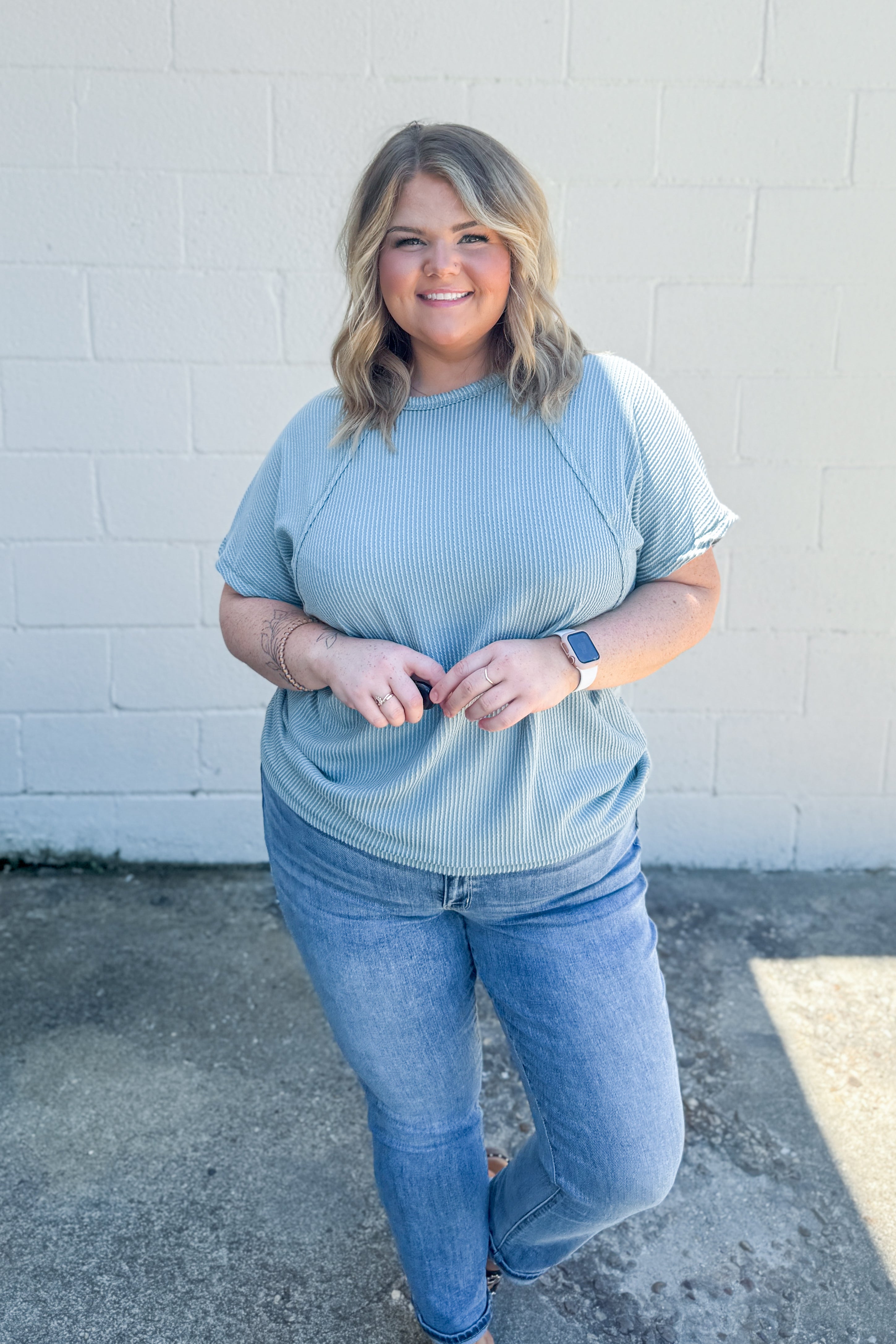 The Ember Ribbed Top, Sage