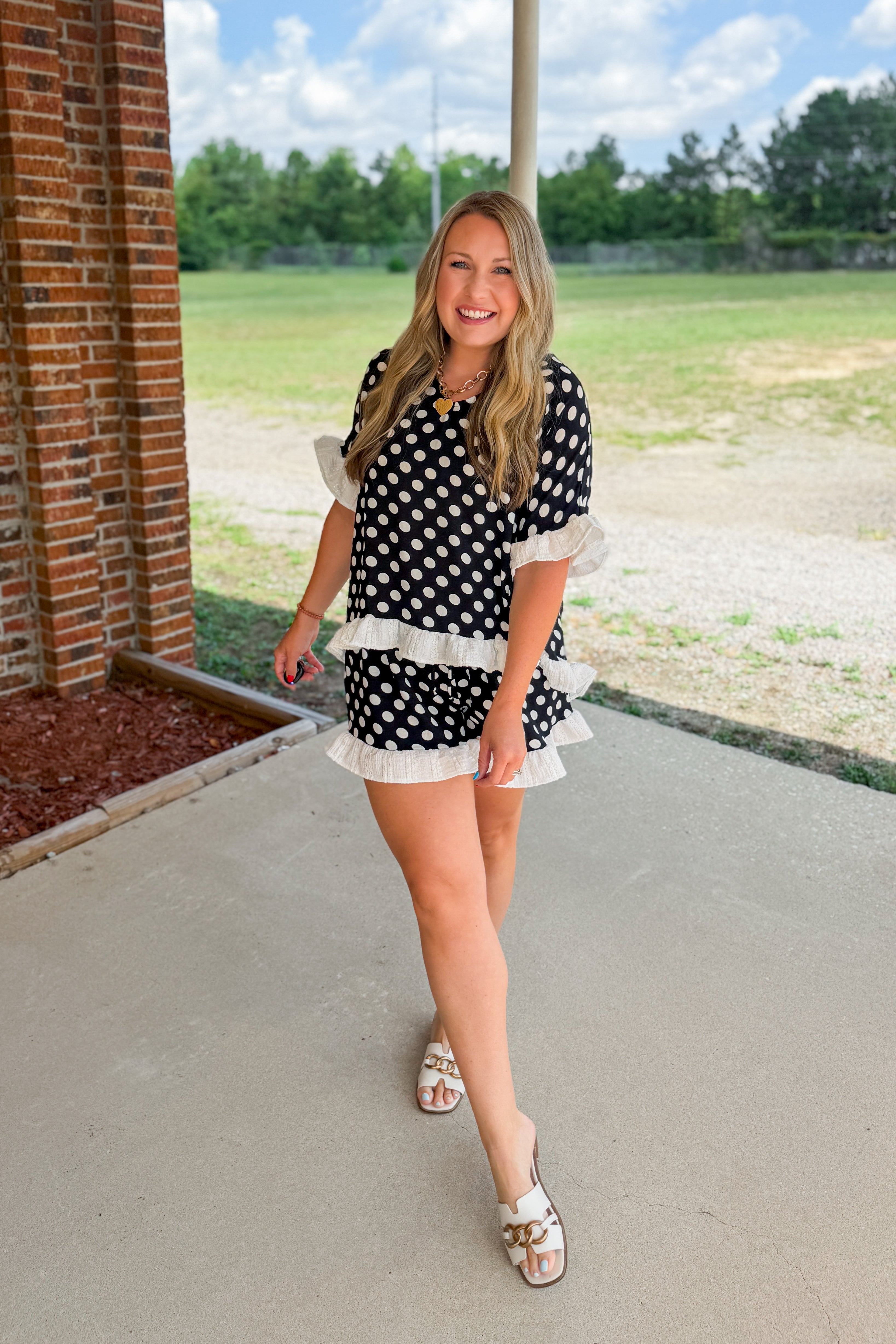 Spot On Polka Top Ruffle Top