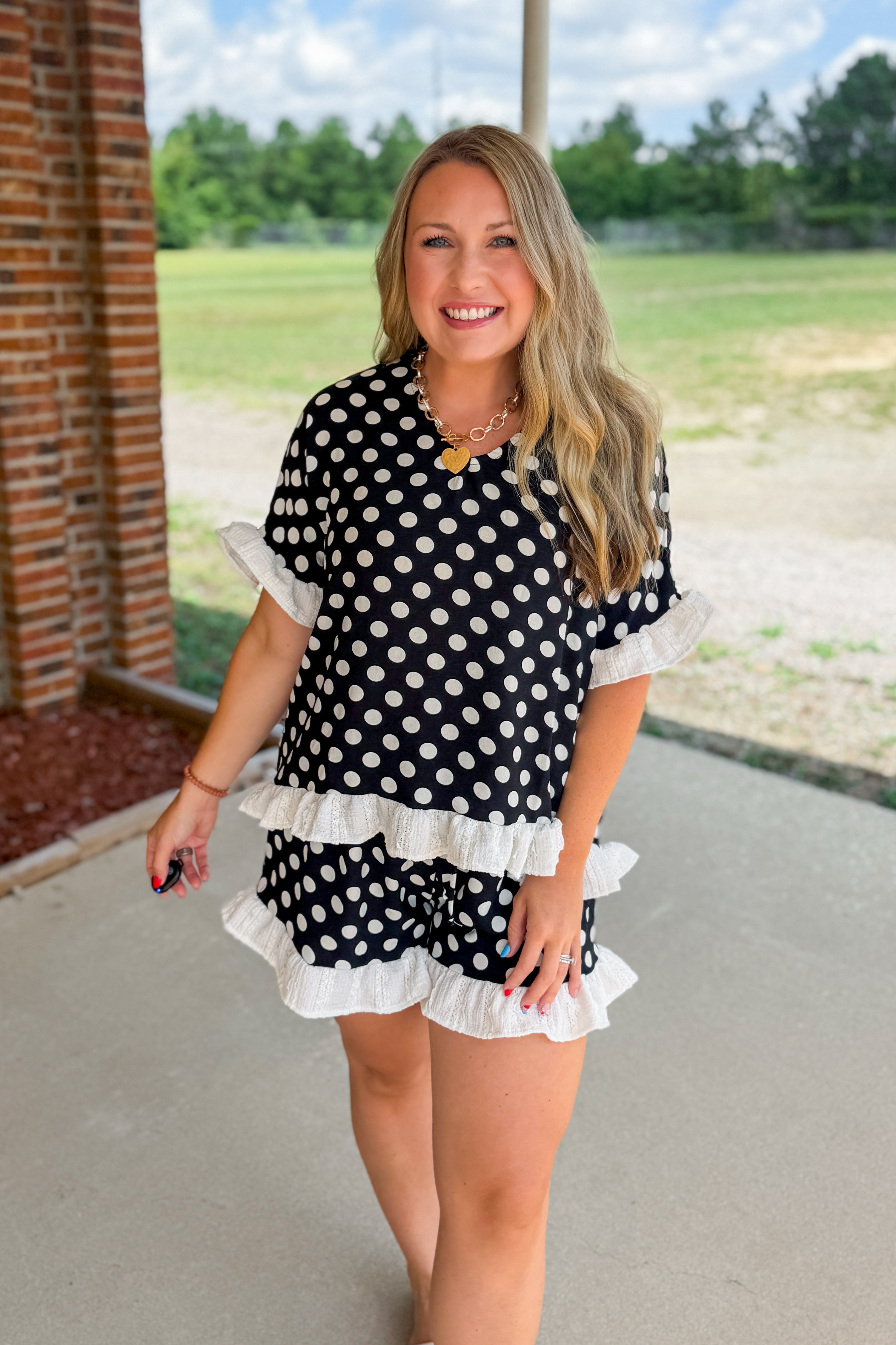 Spot On Polka Top Ruffle Top