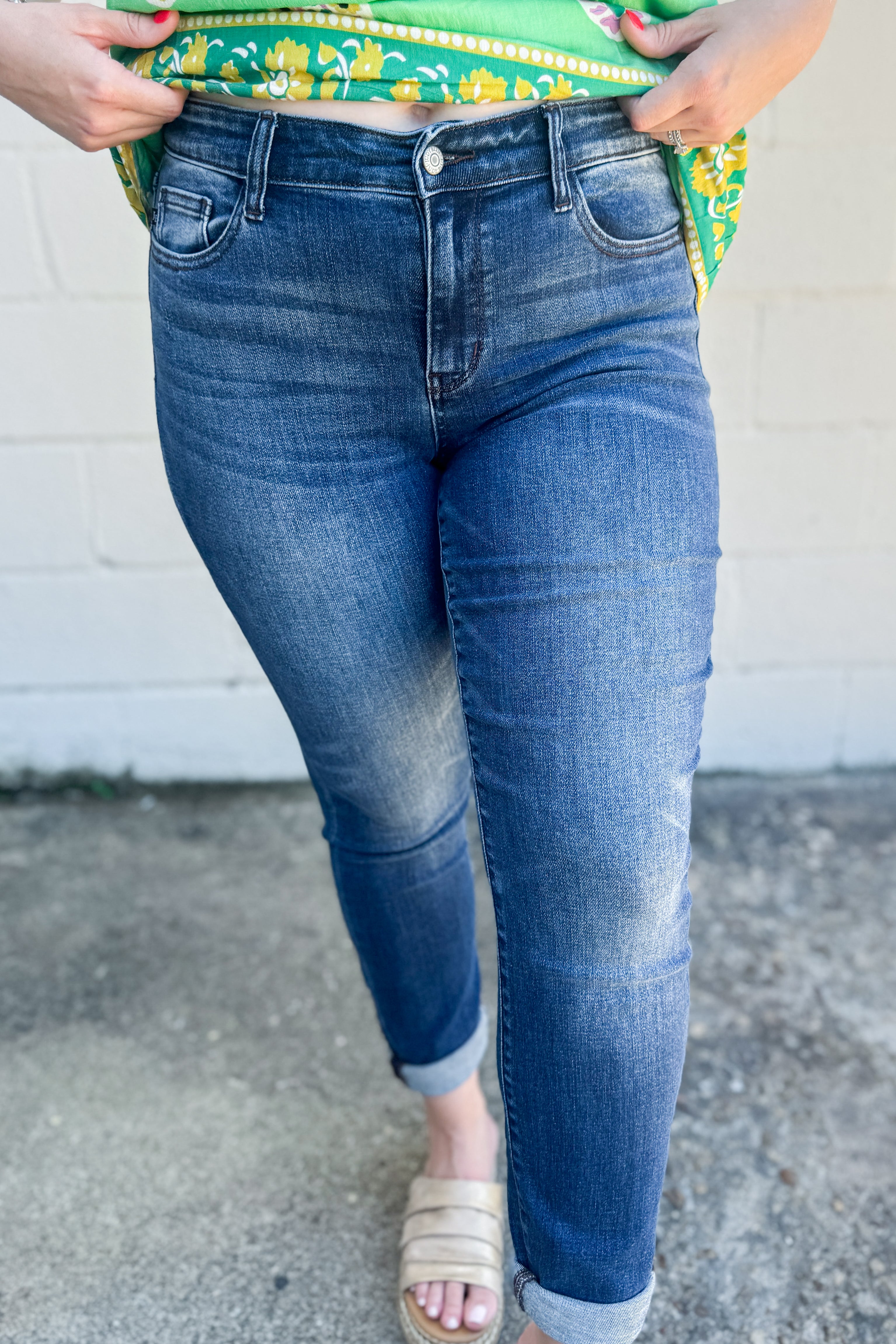Judy Blue Poppy Cuffed Slim Fit Jeans | Sew Southern Designs