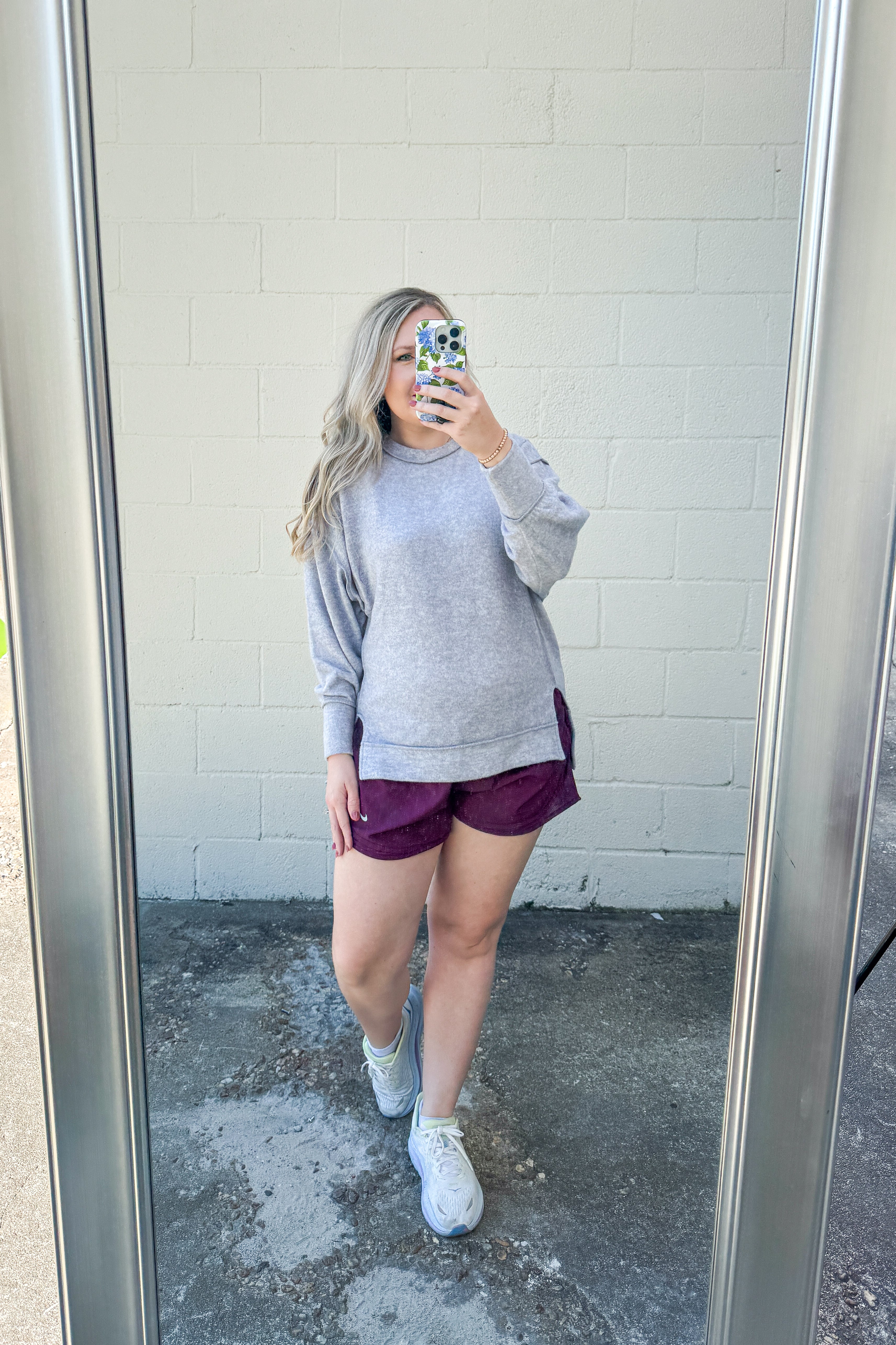 Casual Day Oversized Sweater Top, Heather Grey