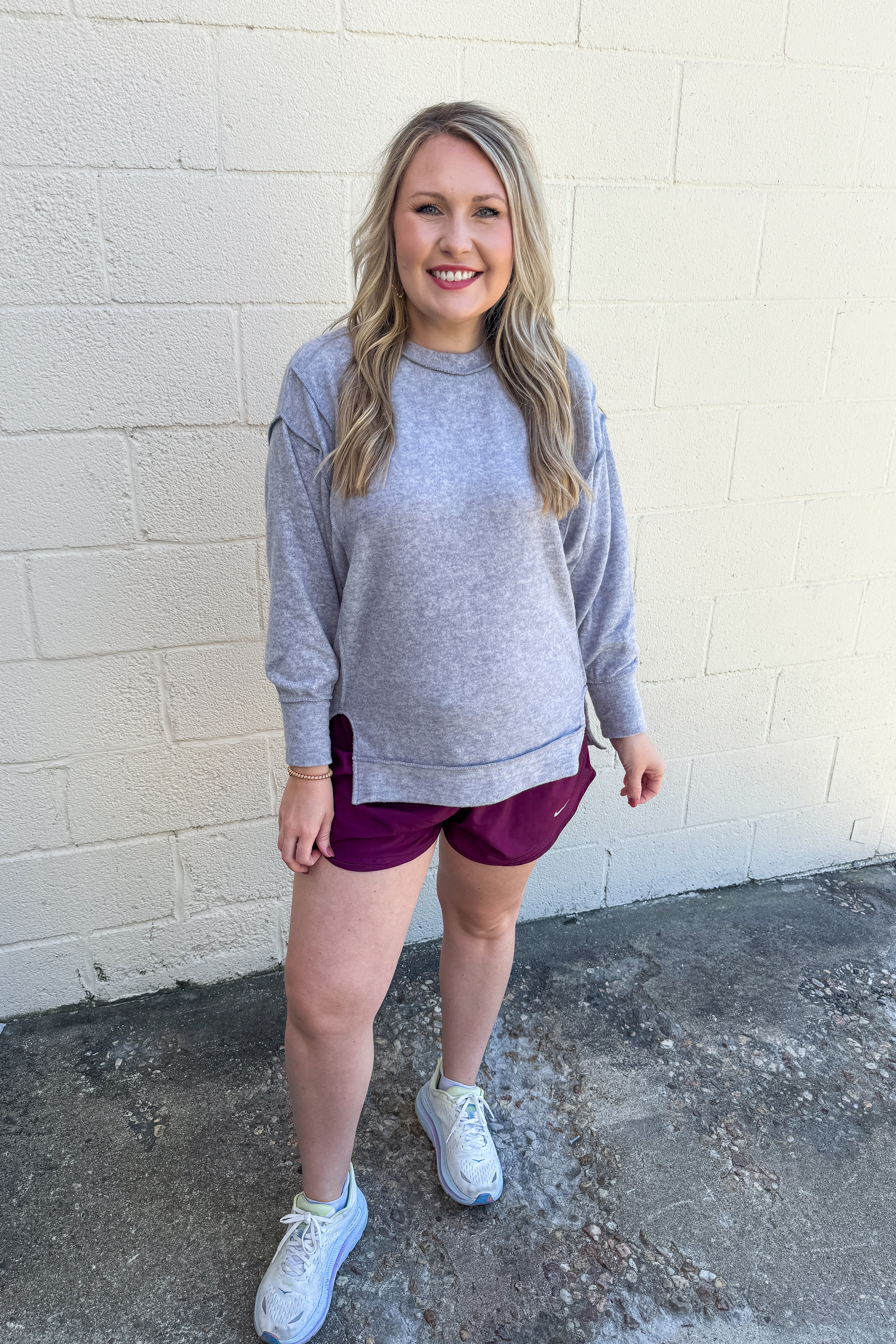 Casual Day Oversized Sweater Top, Heather Grey