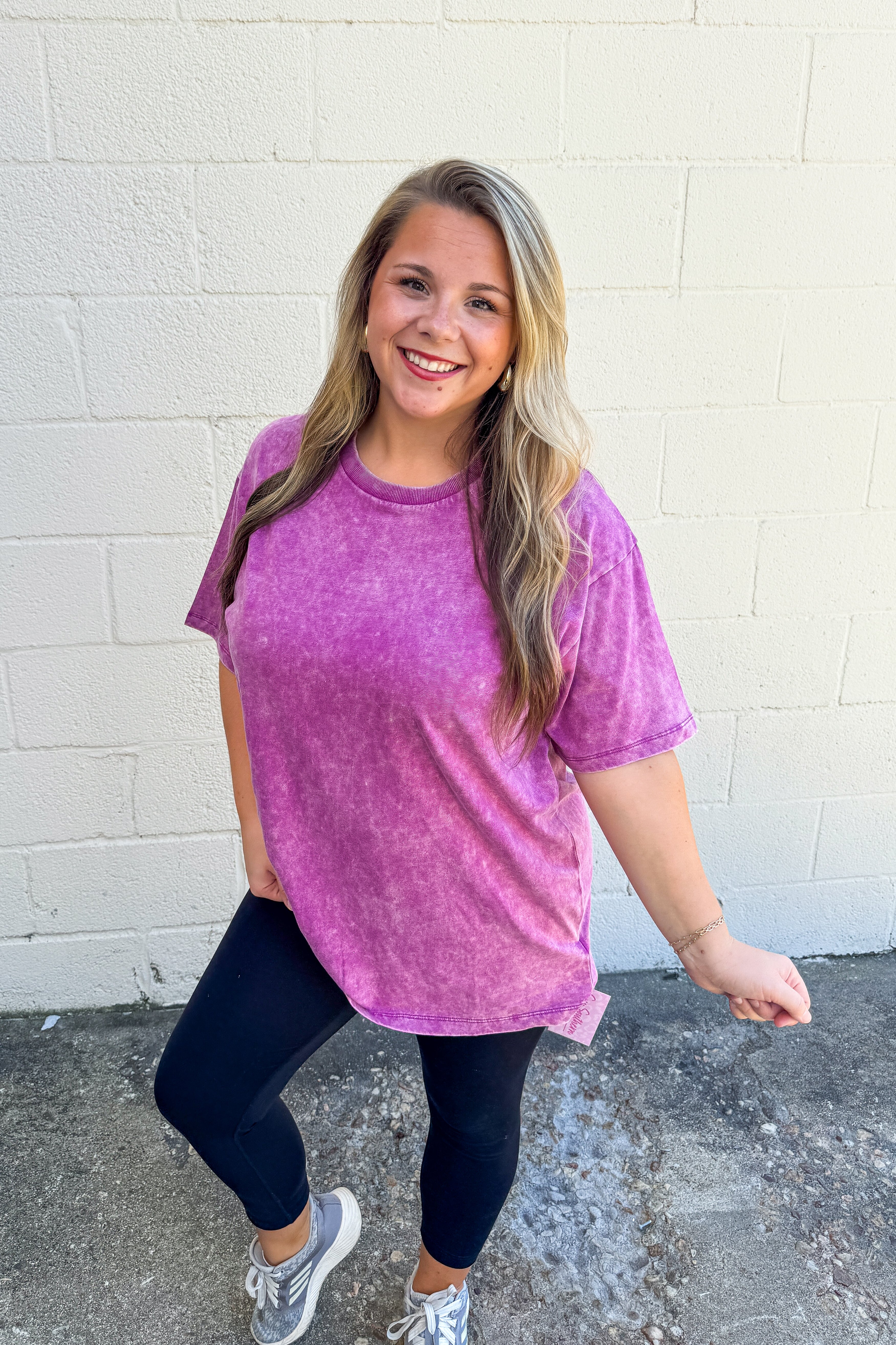 Don't Mind Me Mineral Wash Top, Light Plum