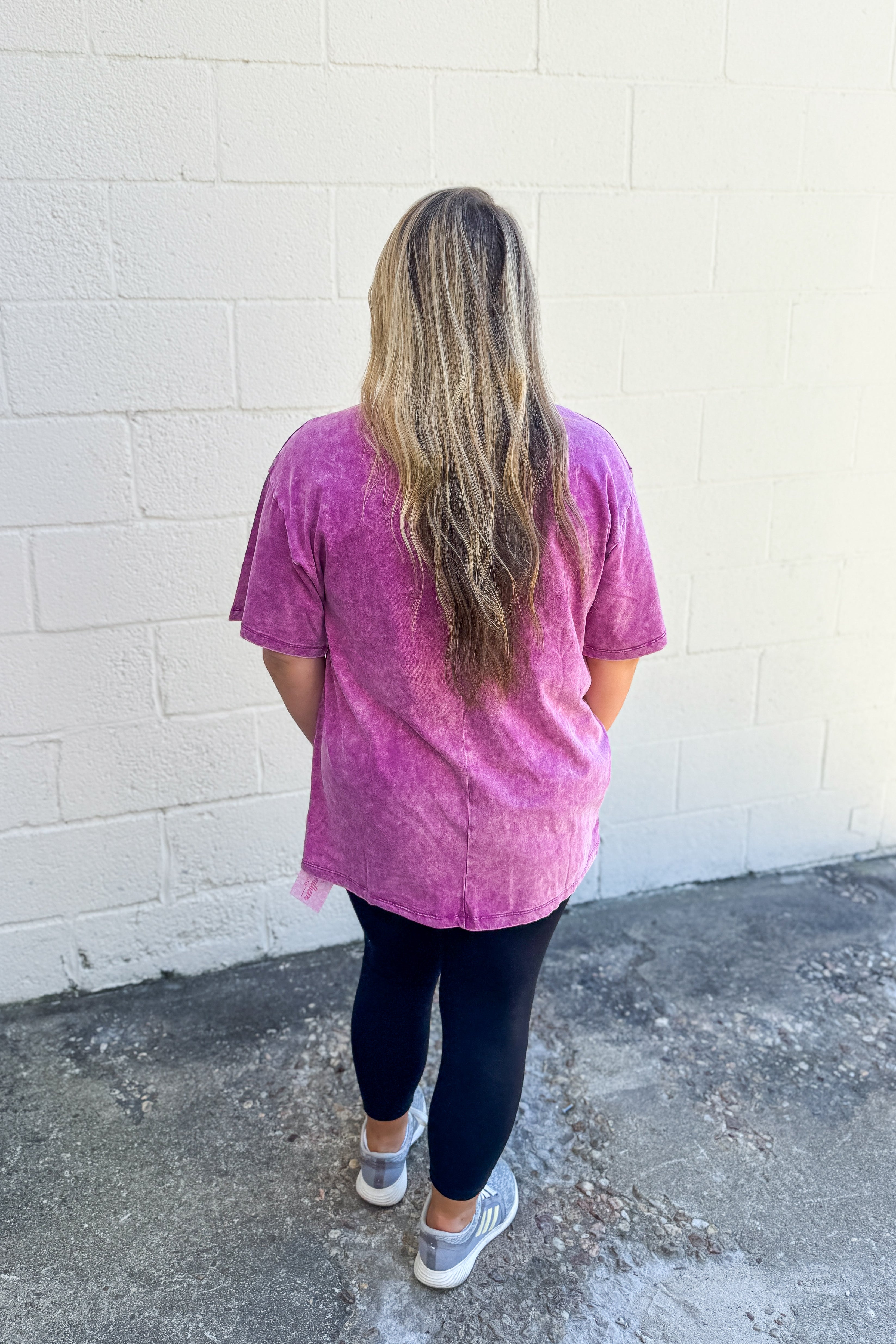 Don't Mind Me Mineral Wash Top, Light Plum