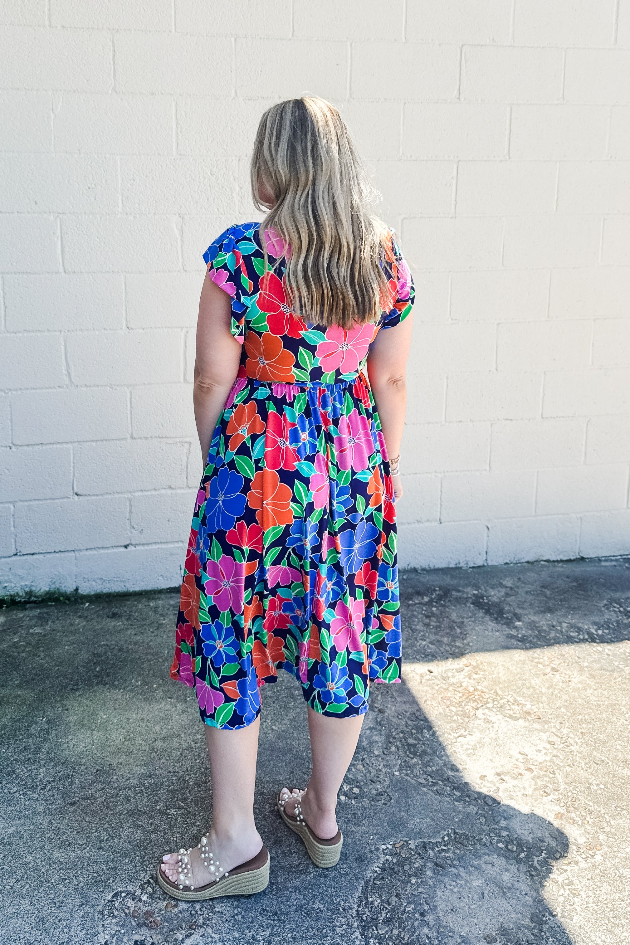The Bold Bloom Floral Midi Dress, Navy