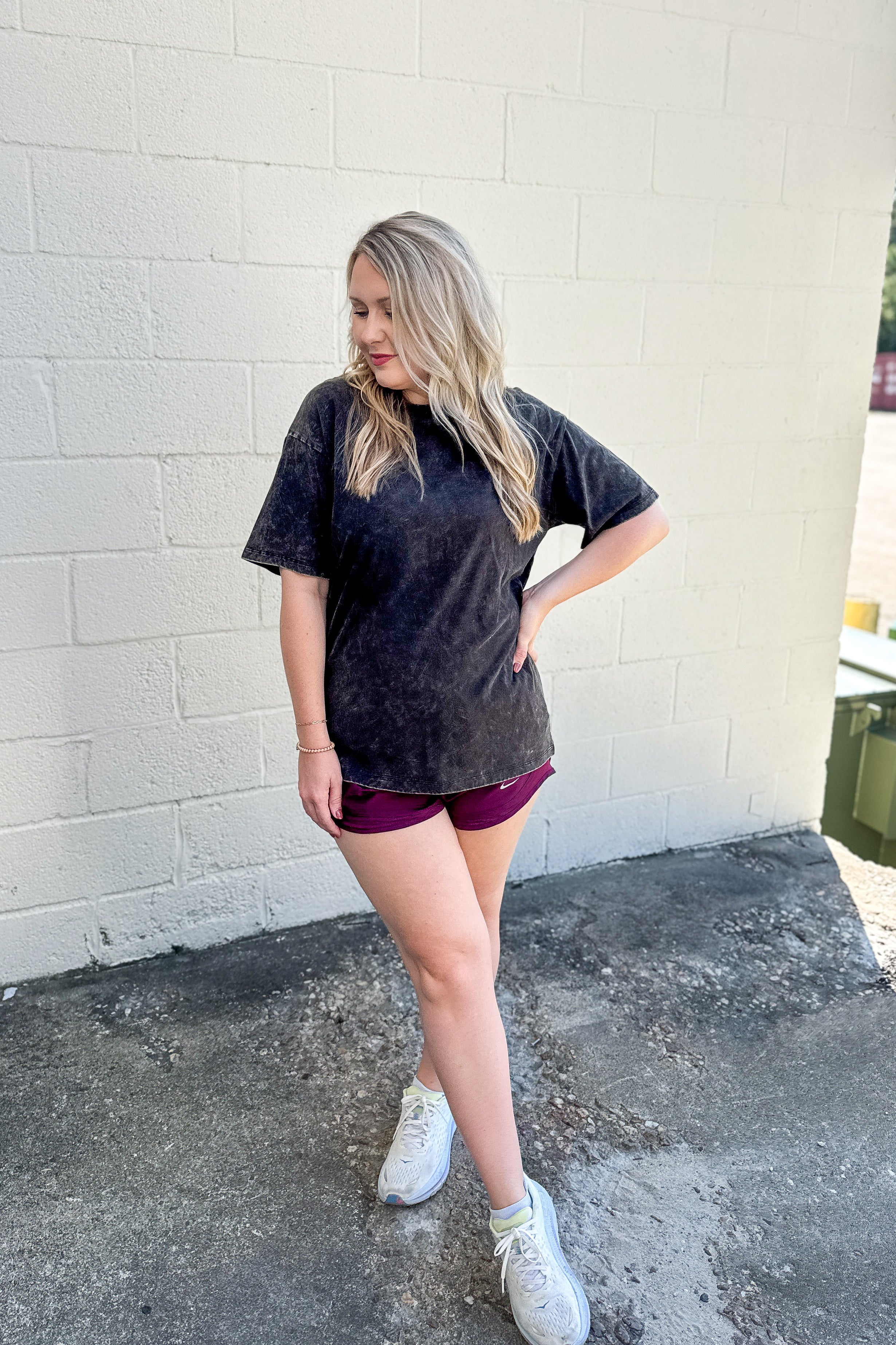 Don't Mind Me Mineral Wash Top, Ash Black