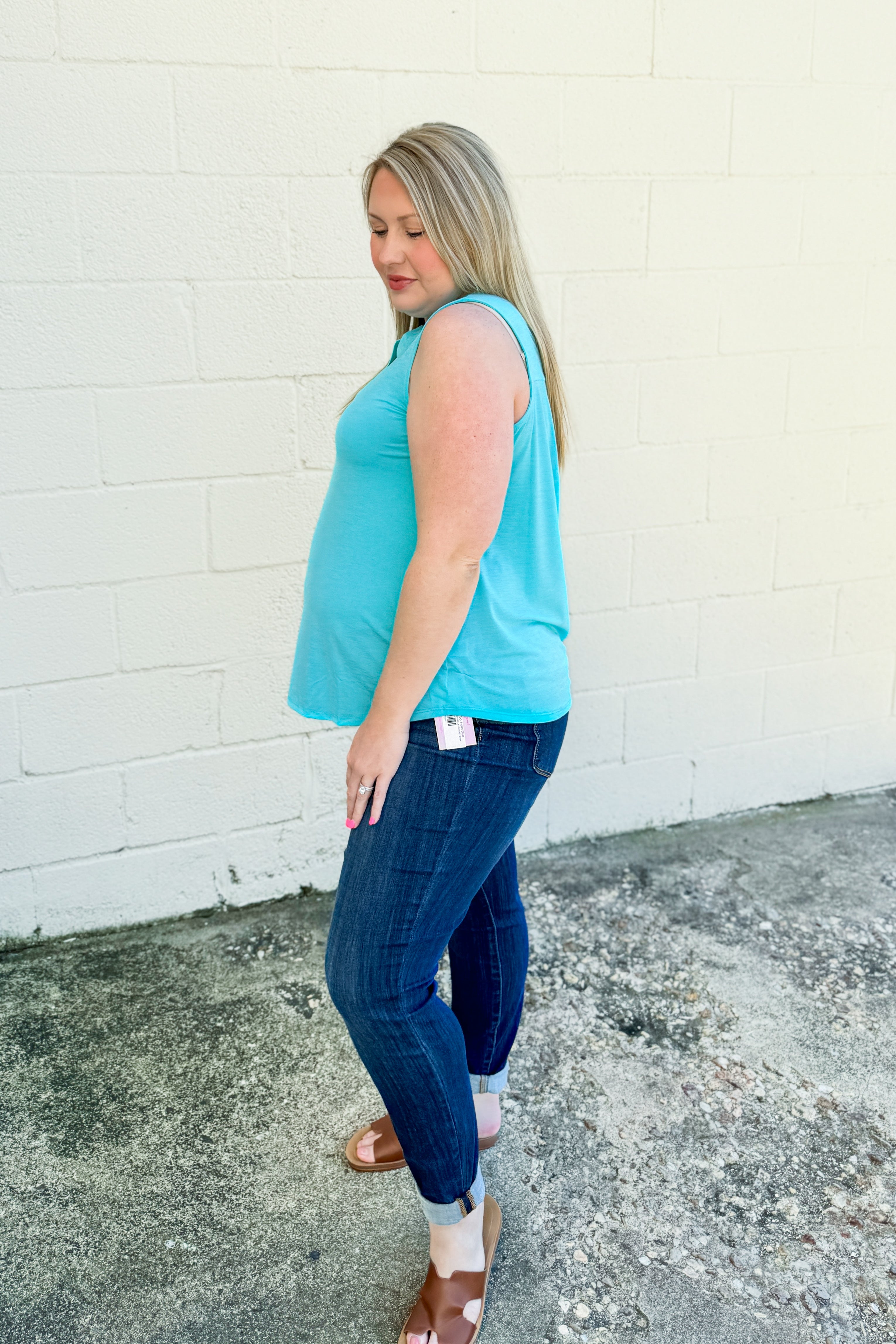 Solid Lizzy Tank Top, Neon Blue