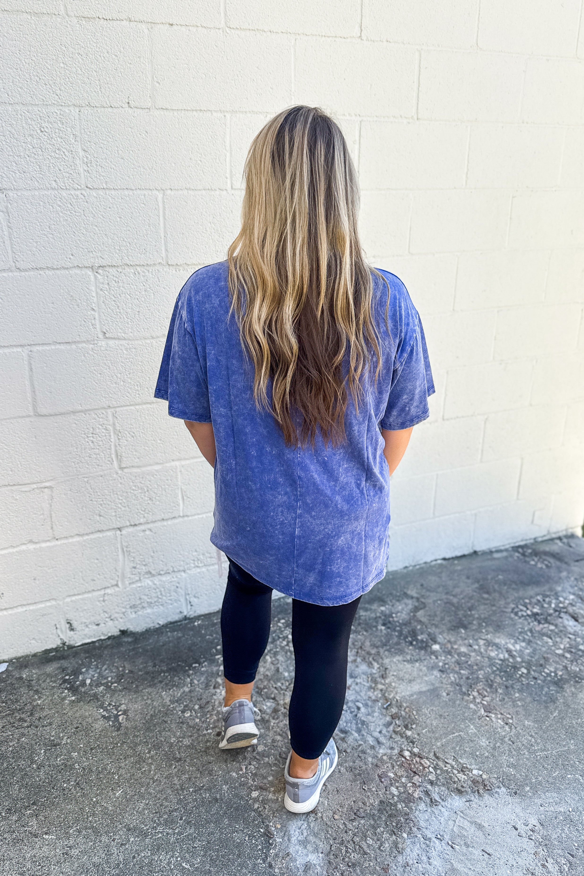 Don't Mind Me Mineral Wash Top, Blueberry