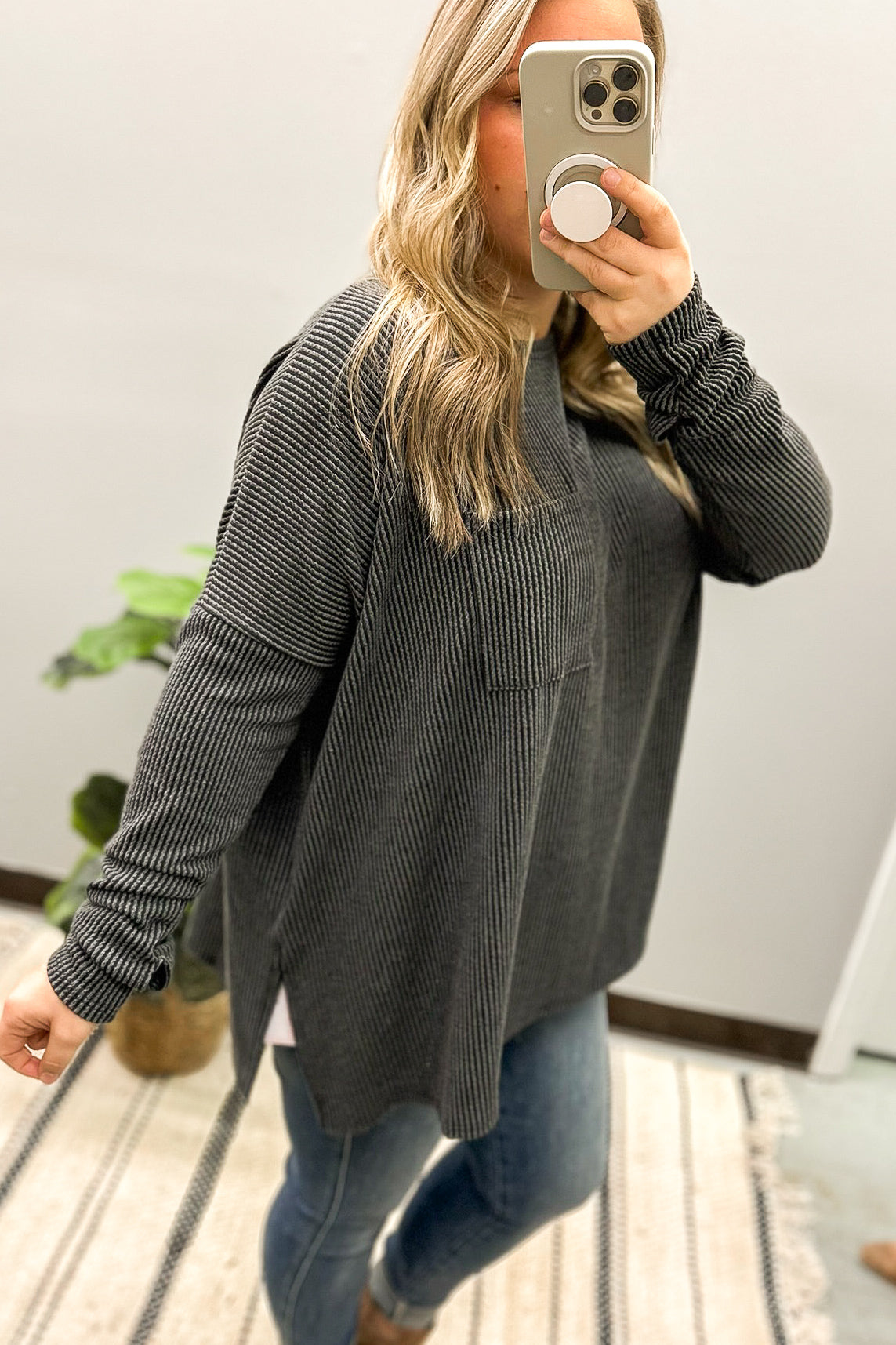 All Things Good Ribbed Dolman Top