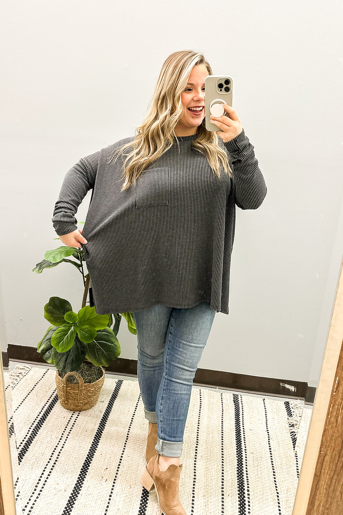 All Things Good Ribbed Dolman Top