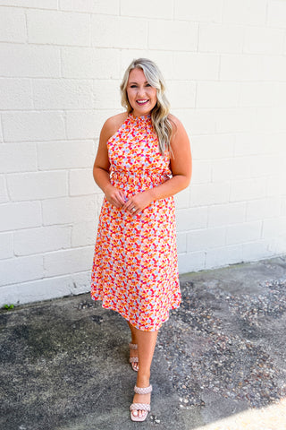 Give Me Answers Colorful Spotted Midi Dress