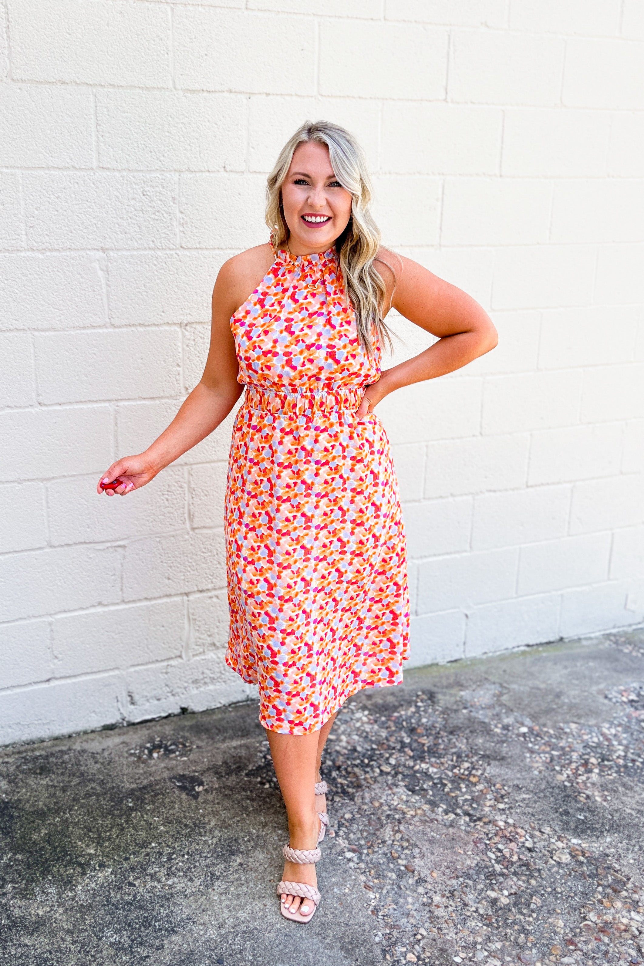 Give Me Answers Colorful Spotted Midi Dress