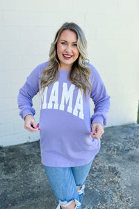 Mama Ribbed Pullover Top, Lavender