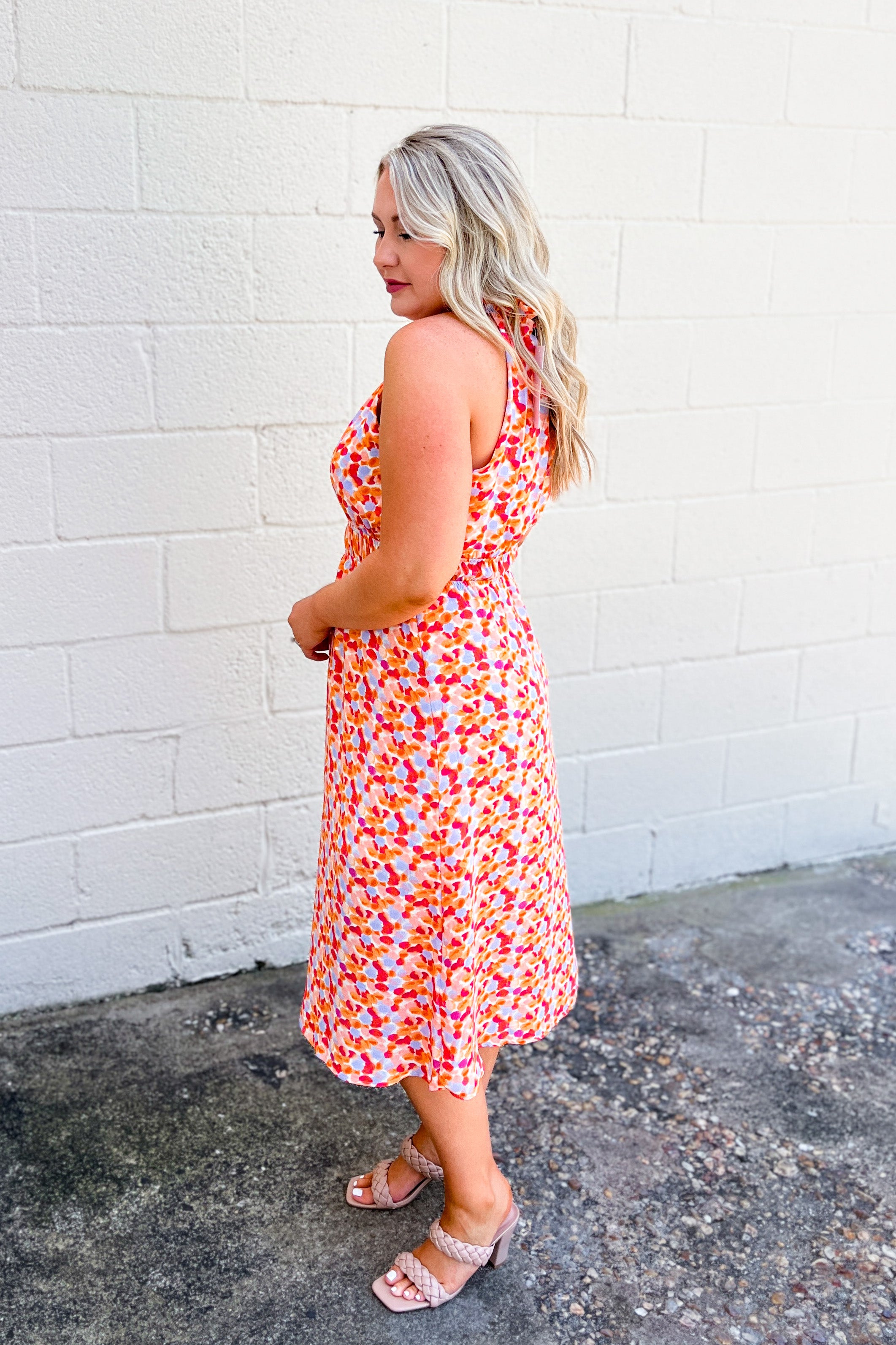 Give Me Answers Colorful Spotted Midi Dress