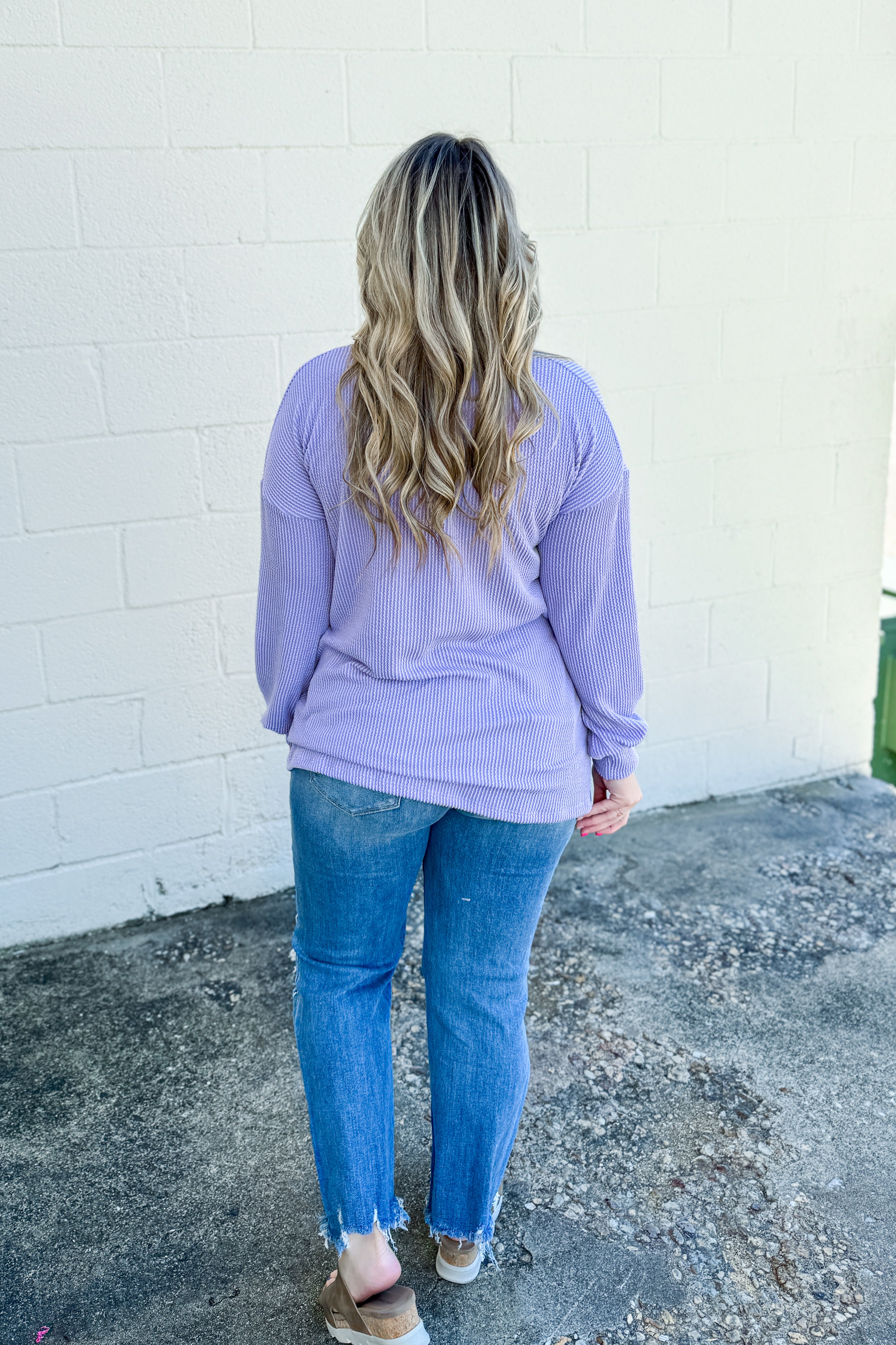 Mama Ribbed Pullover Top, Lavender