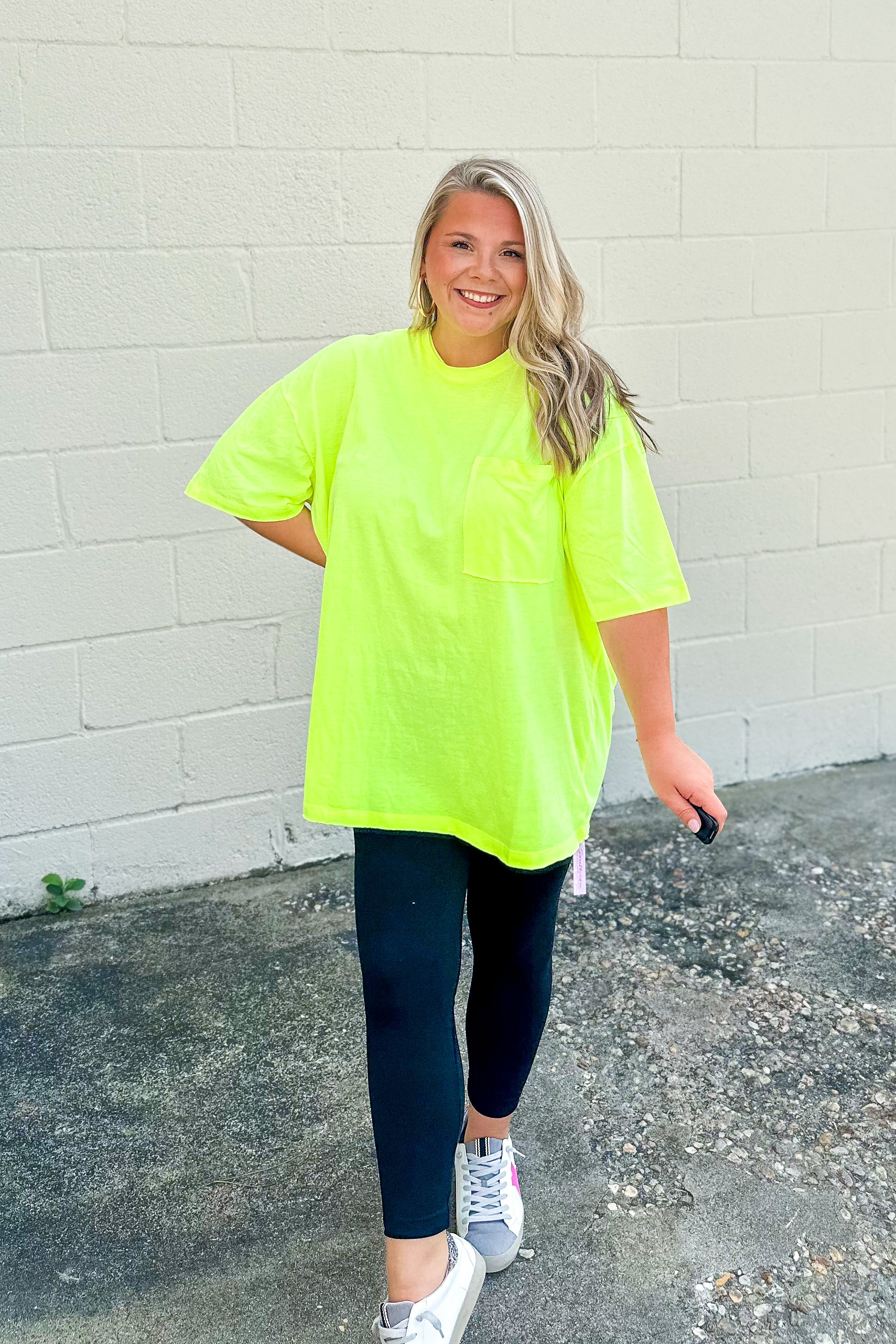 Emma Oversized Boyfriend Top, Neon Lime