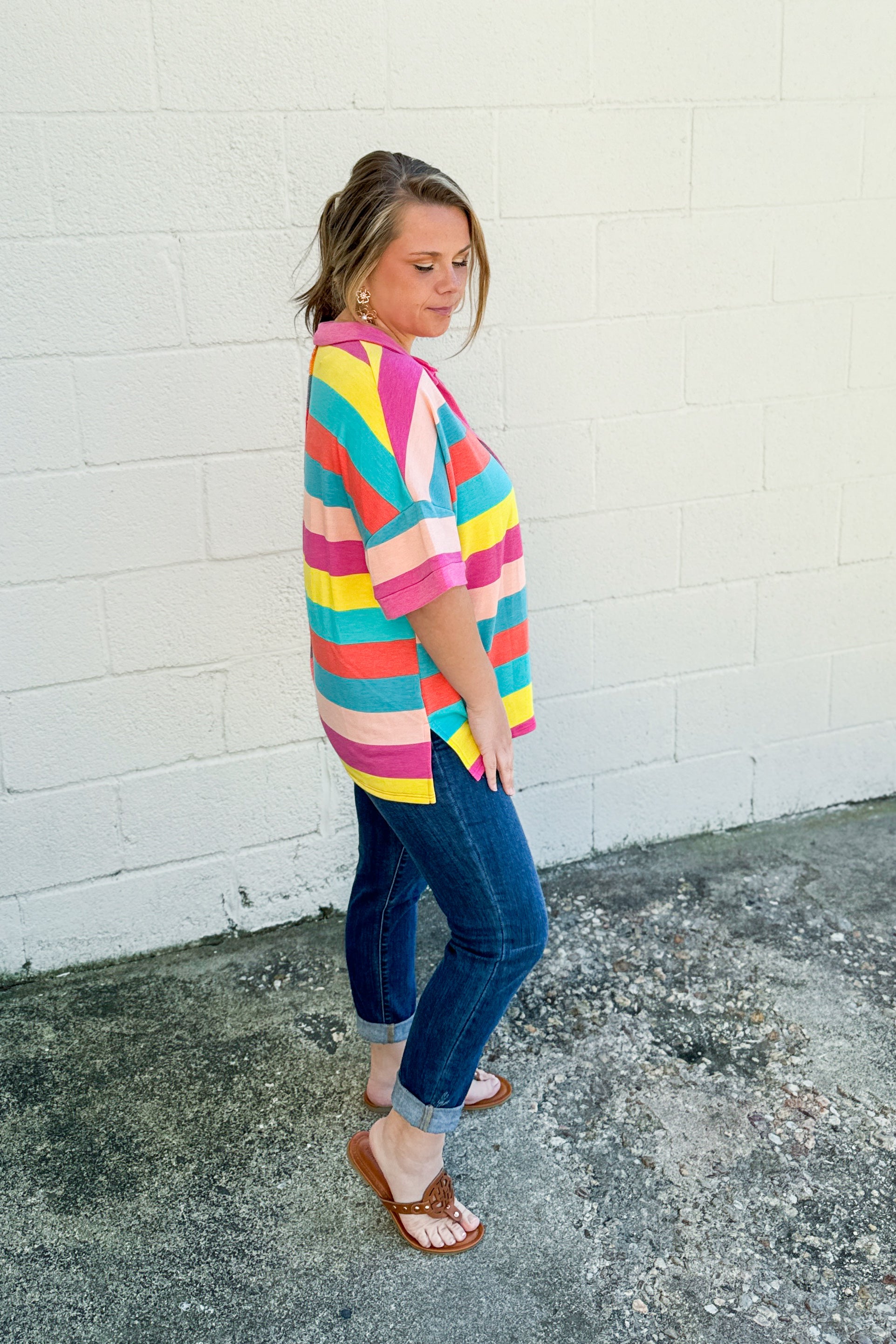 Look Both Ways Stripe Color Block Top