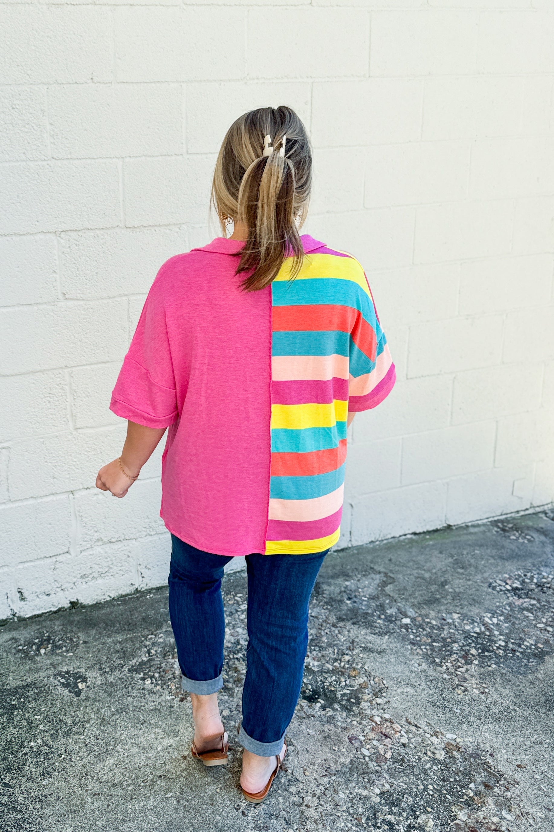 Look Both Ways Stripe Color Block Top