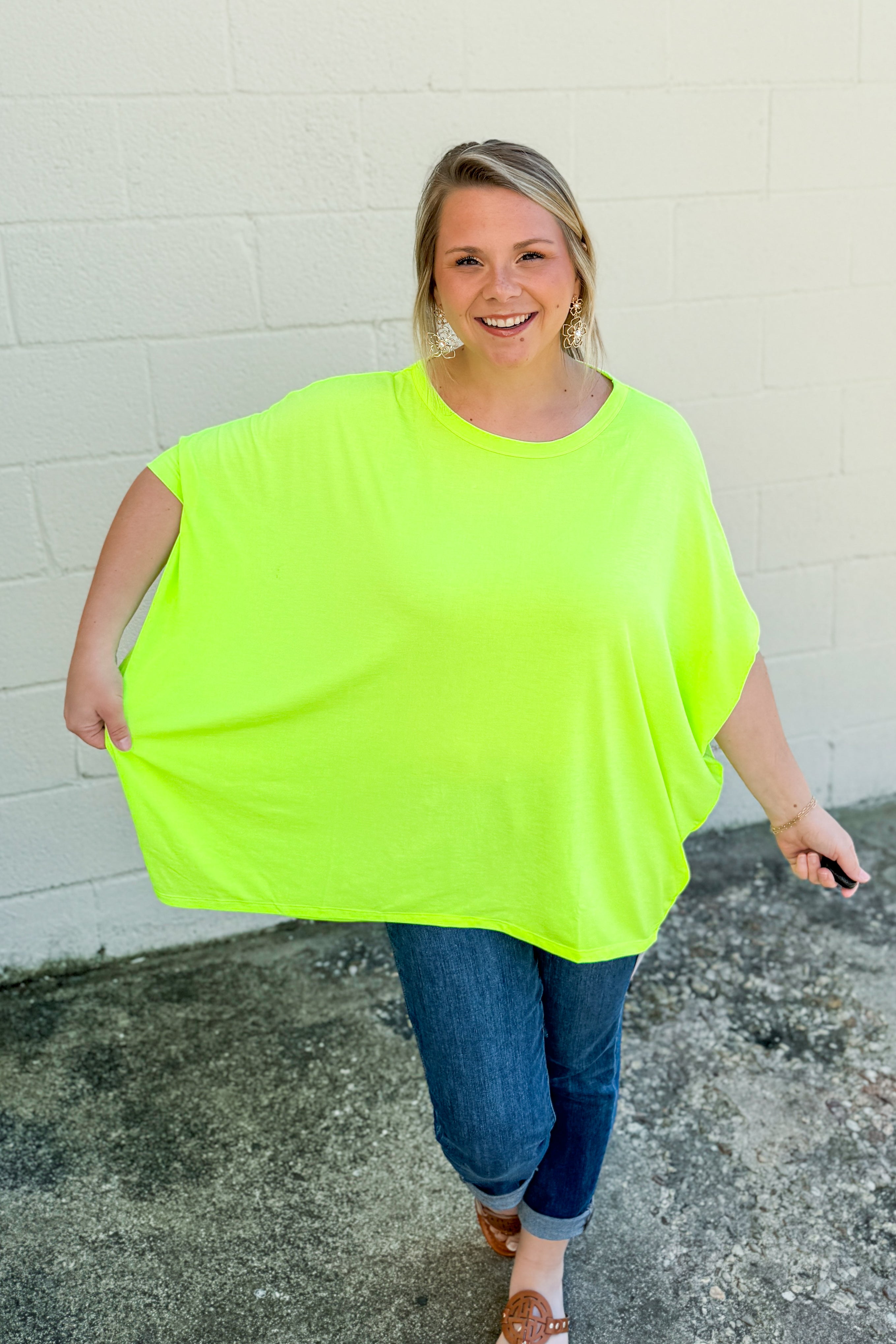 See Her Coming Oversized Top, Neon Green