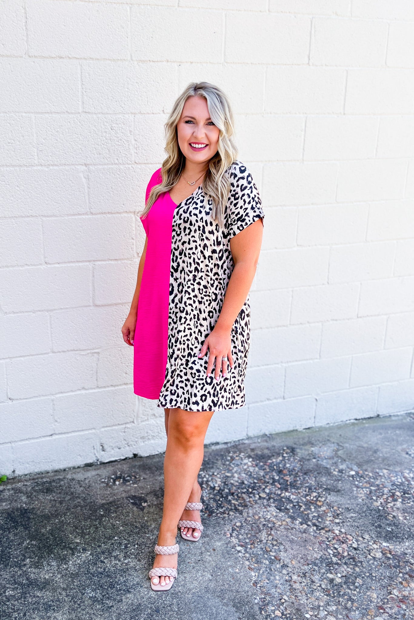 Choosing Sides Leopard Color Block Dress