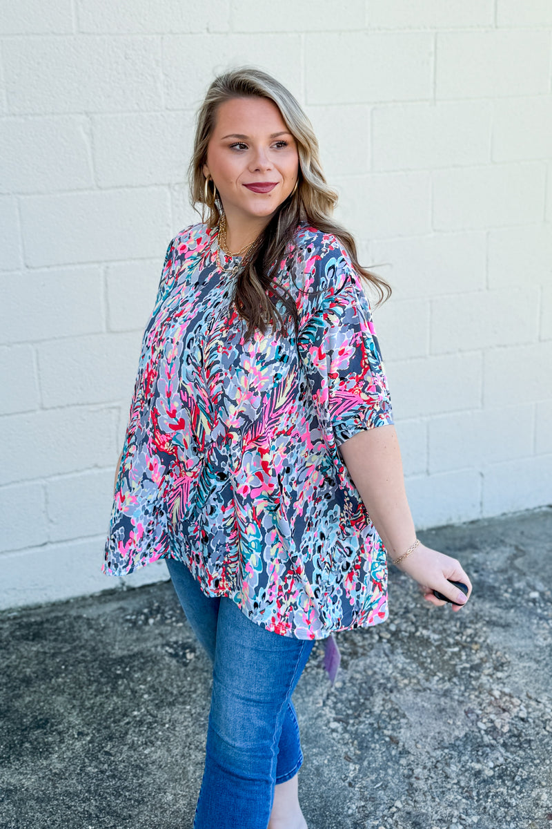 Can't Stop Her Now Oversized Top, Grey Multi – Sew Southern Designs