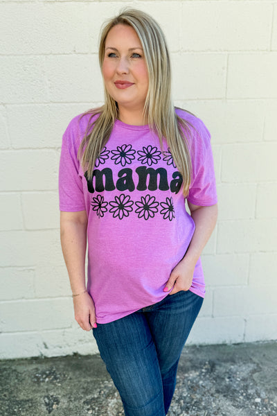 DEAL | Mama Daisy Graphic Tee, Heather Orchid