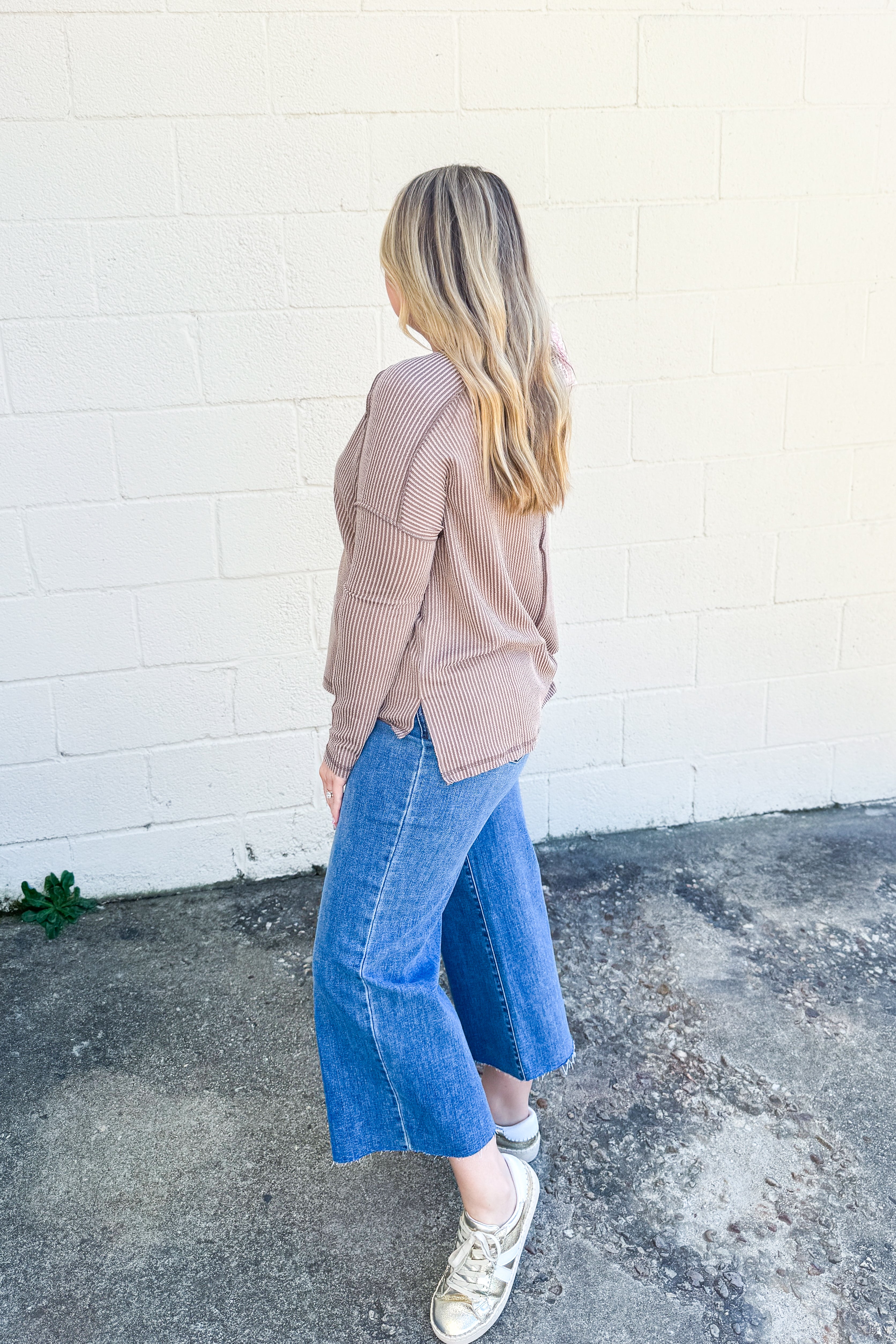 Holland Ribbed Crew Neck Top, Mocha