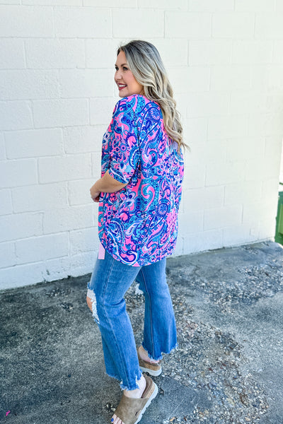 Bright and Bold Oversized Top, Pink Multi