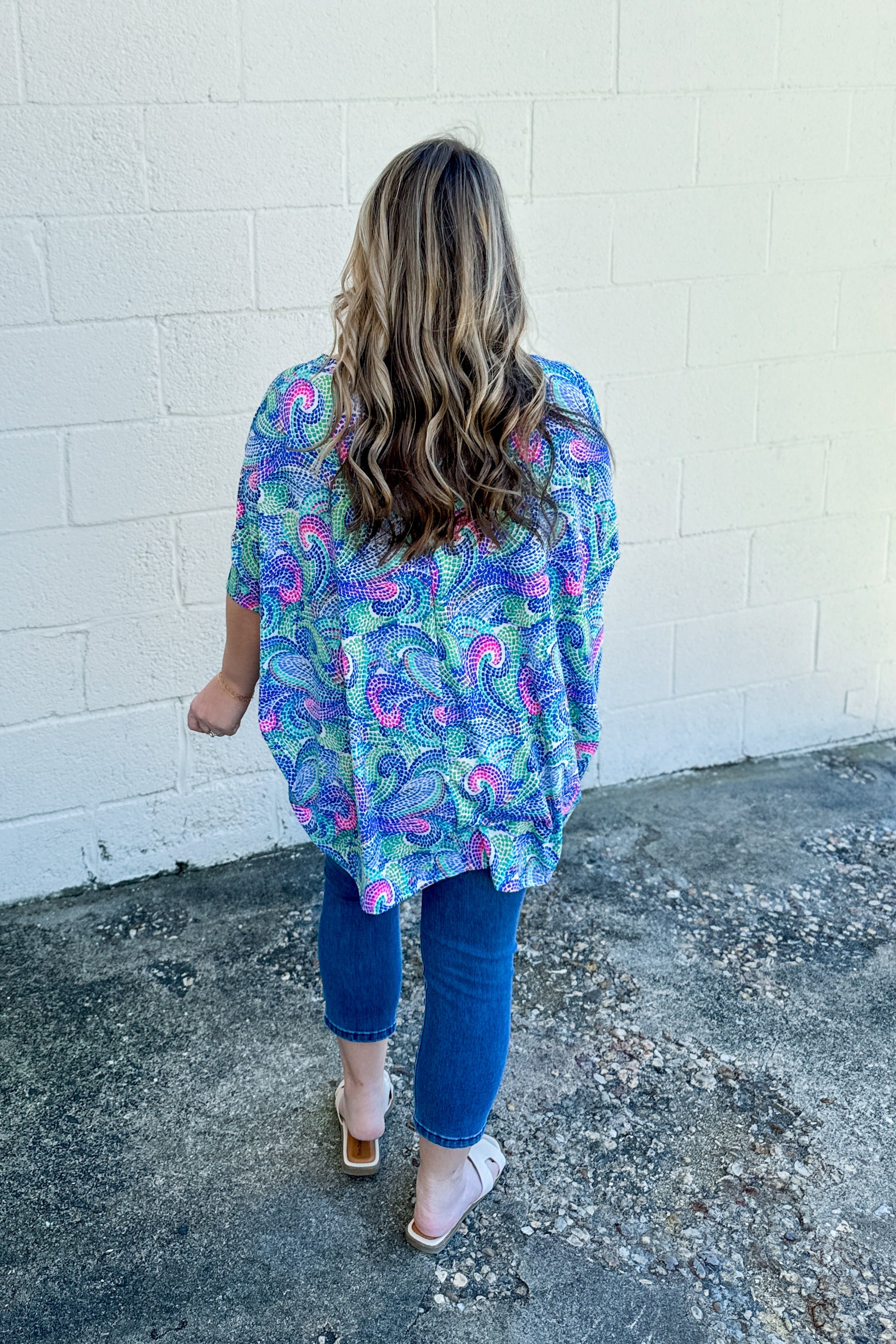 Shape Her Ways Oversized Top, Royal Multi