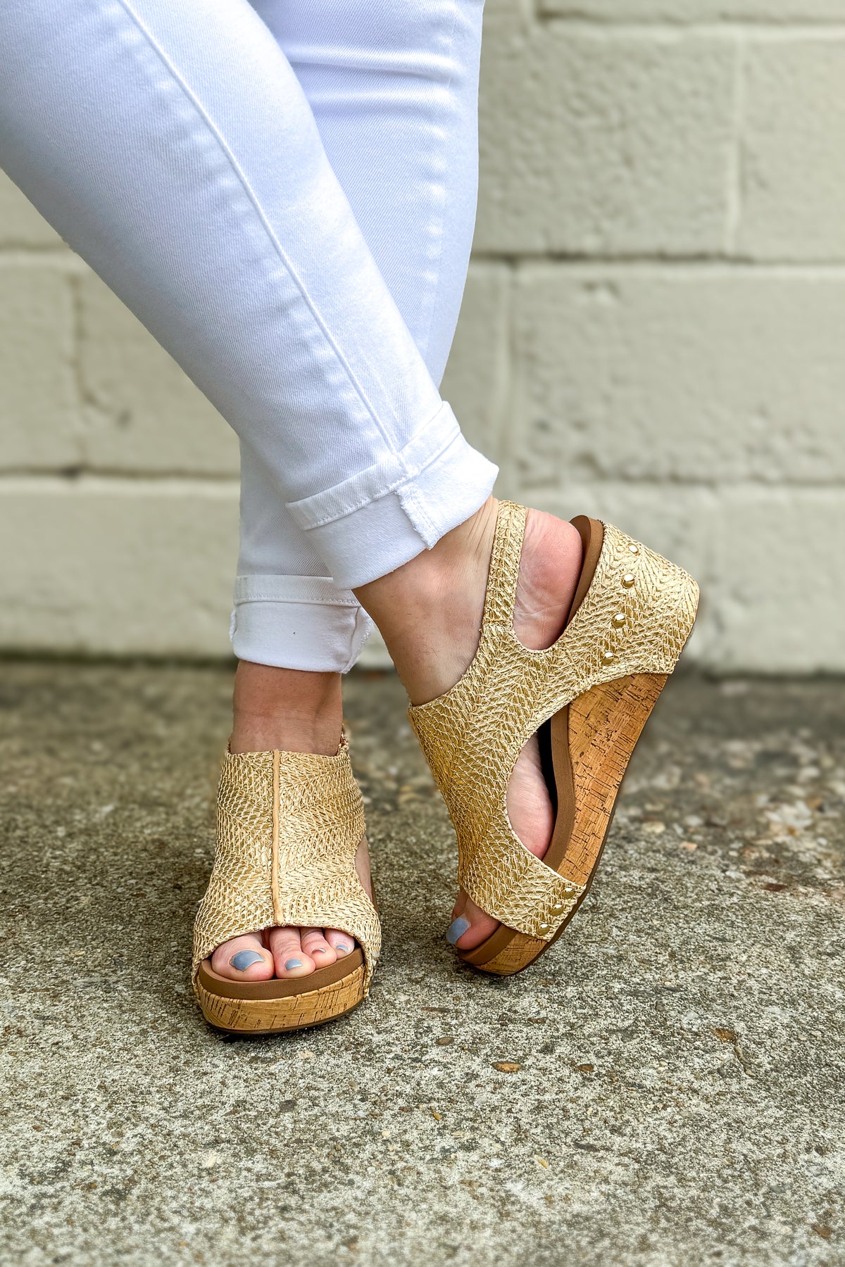 Corkys Carley Wedges in ROSE GOLD CRACKLE