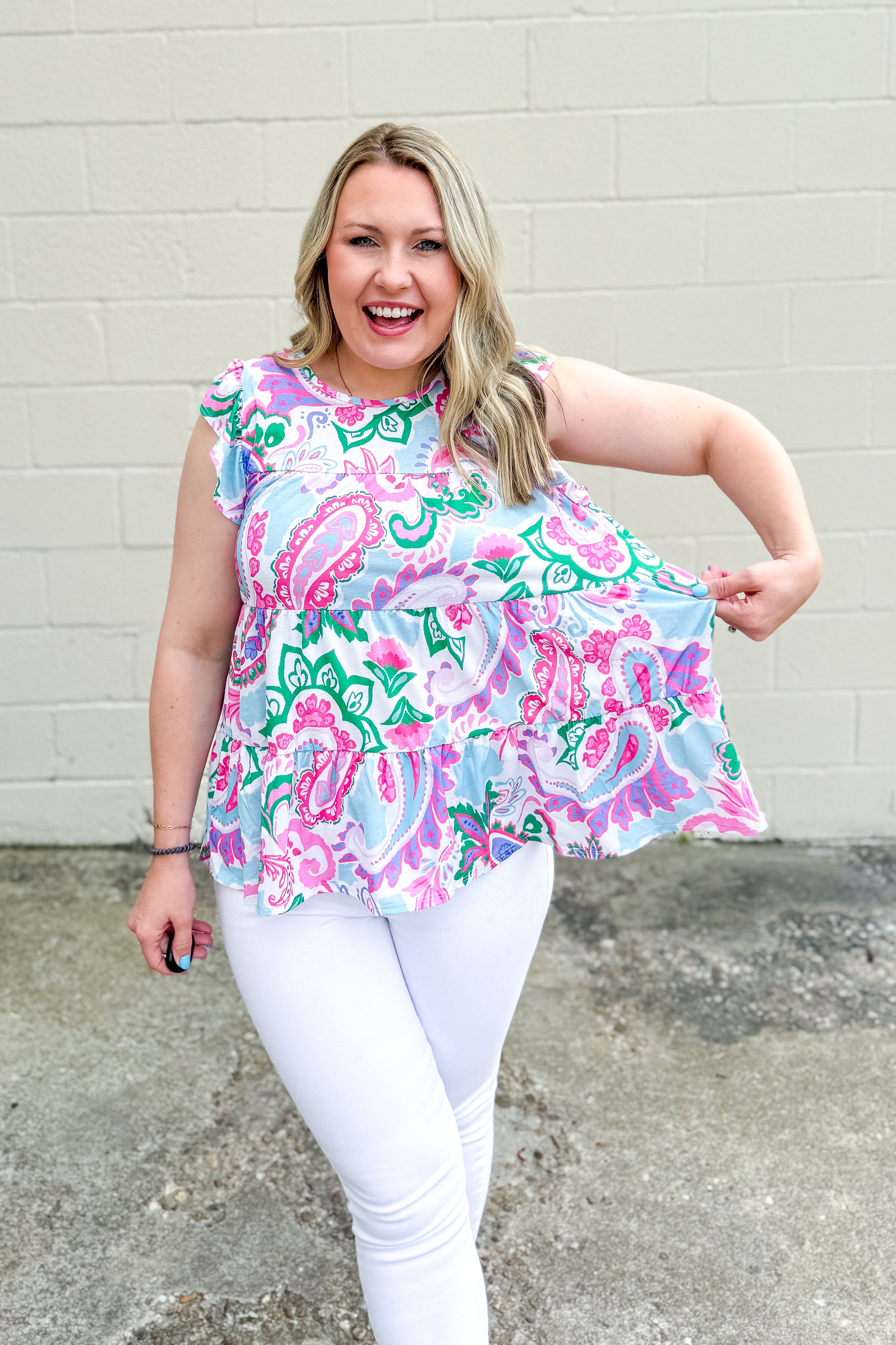 Pop of Passion Paisley Tiered Top