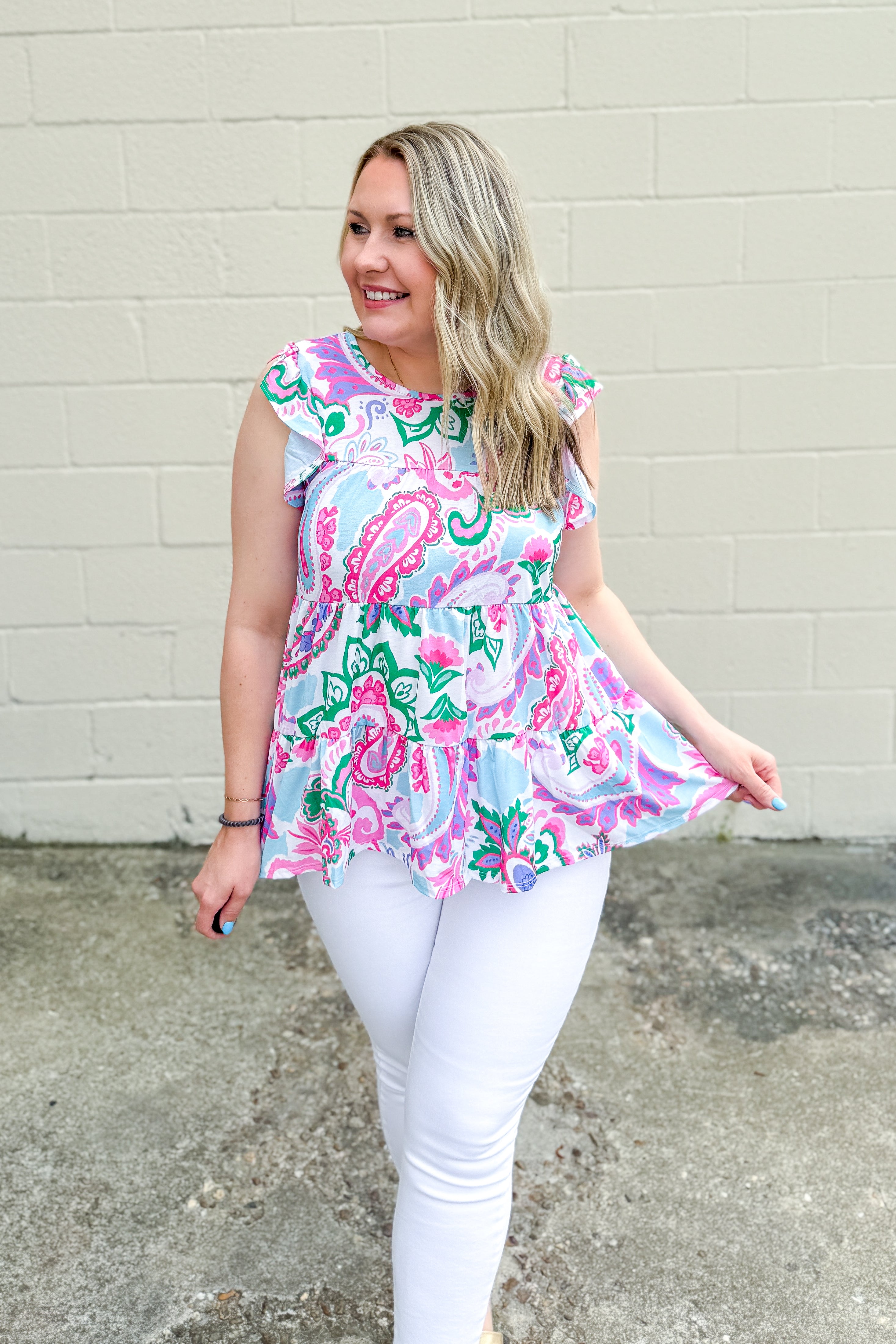 Pop of Passion Paisley Tiered Top