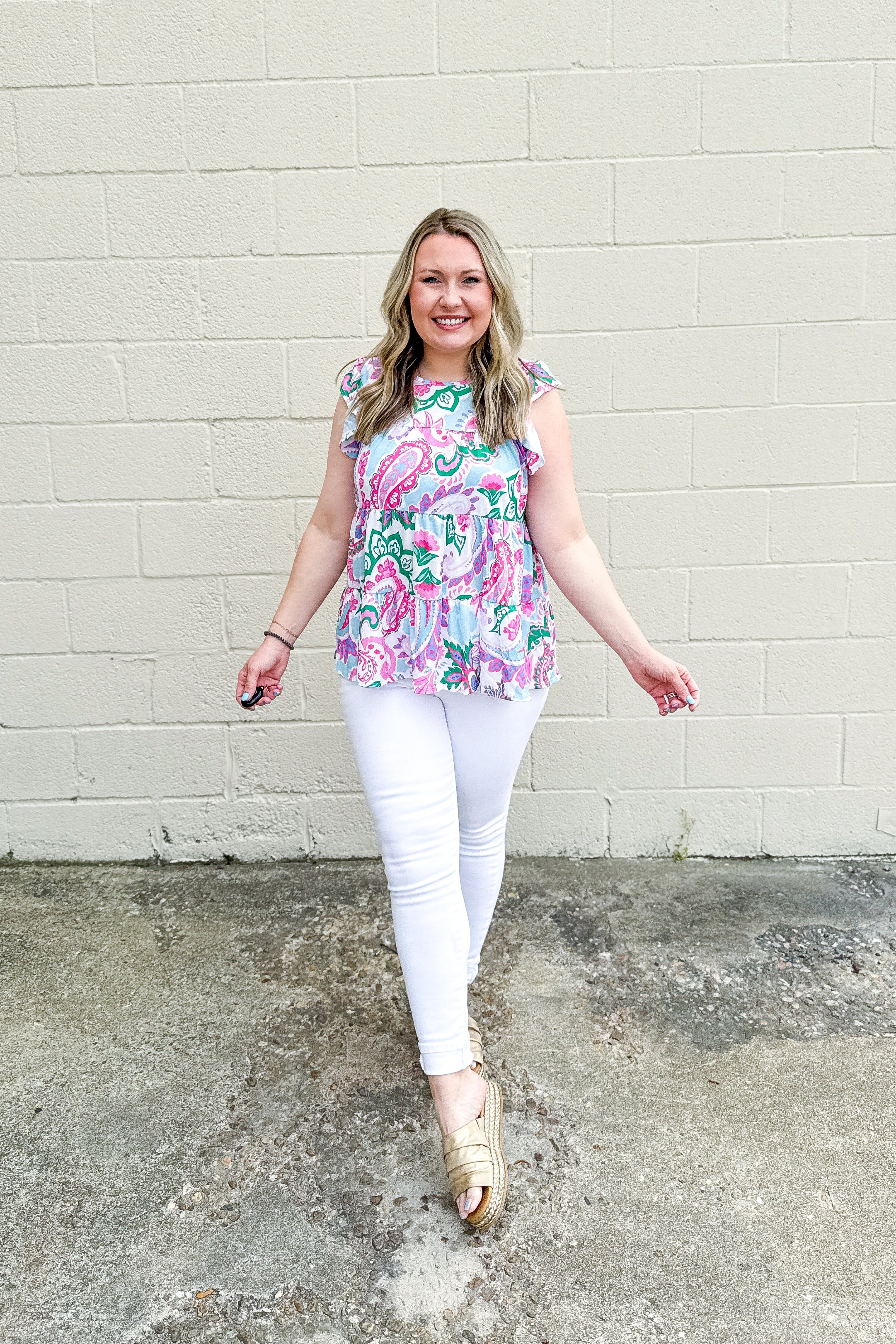 Pop of Passion Paisley Tiered Top