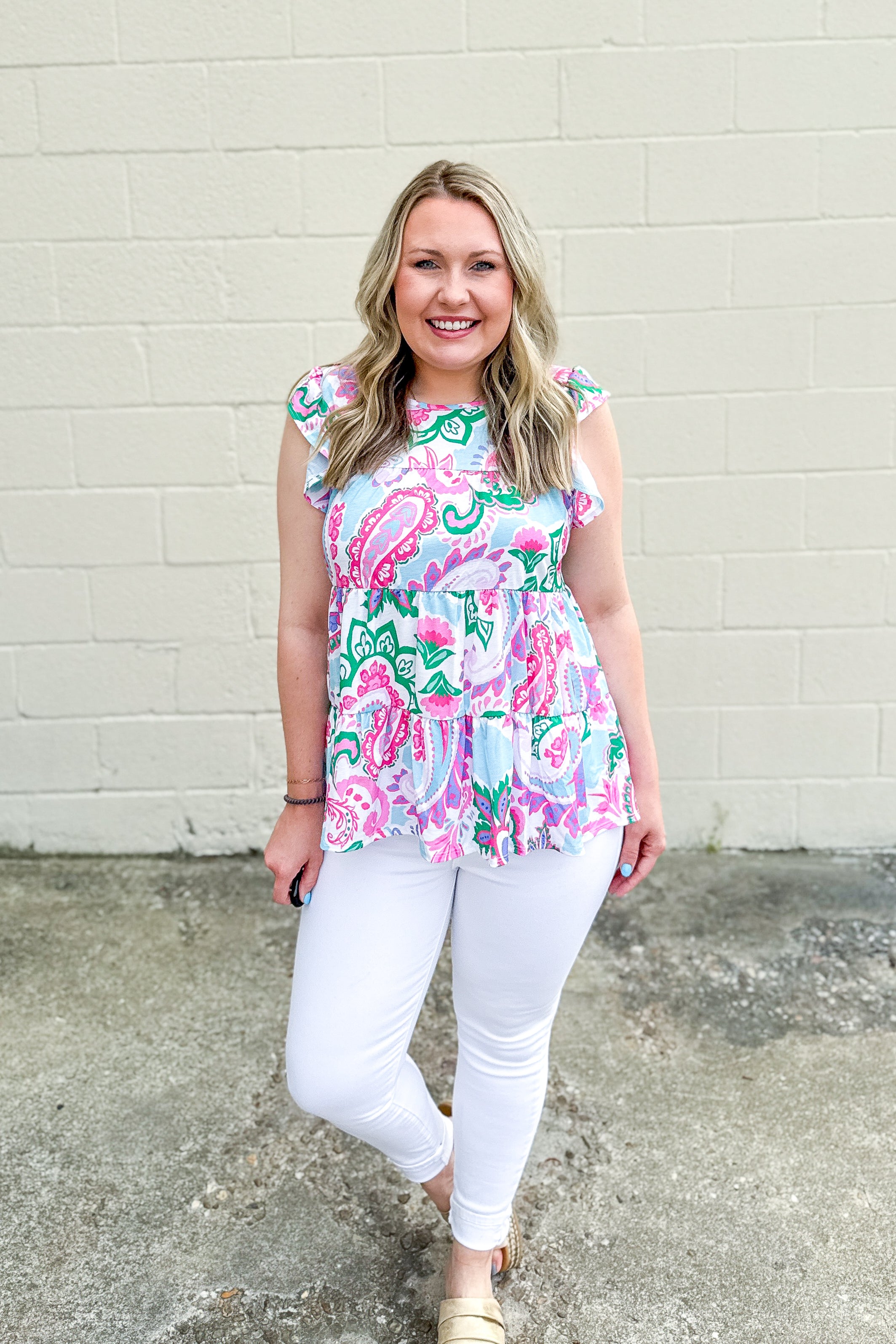 Pop of Passion Paisley Tiered Top