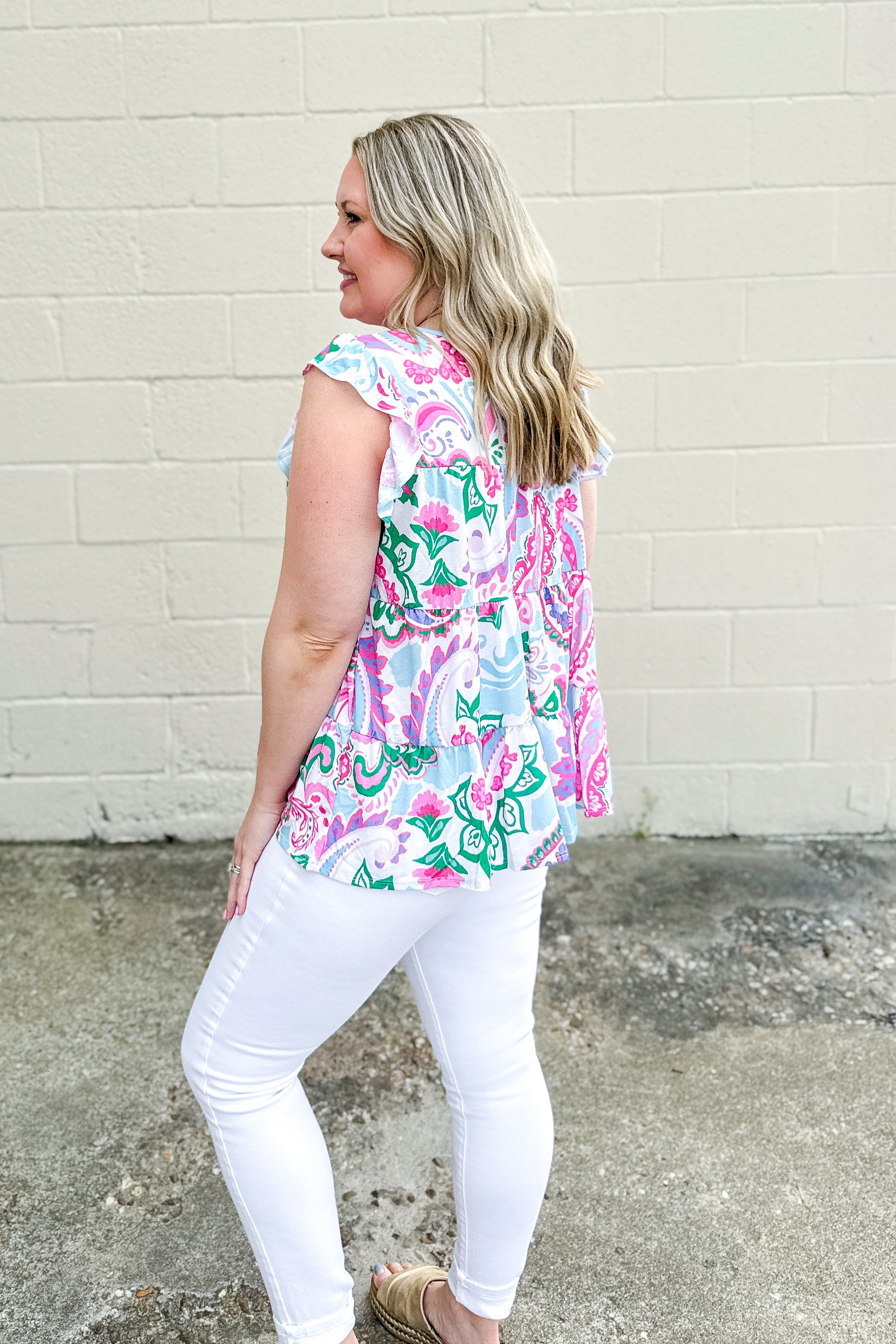 Pop of Passion Paisley Tiered Top