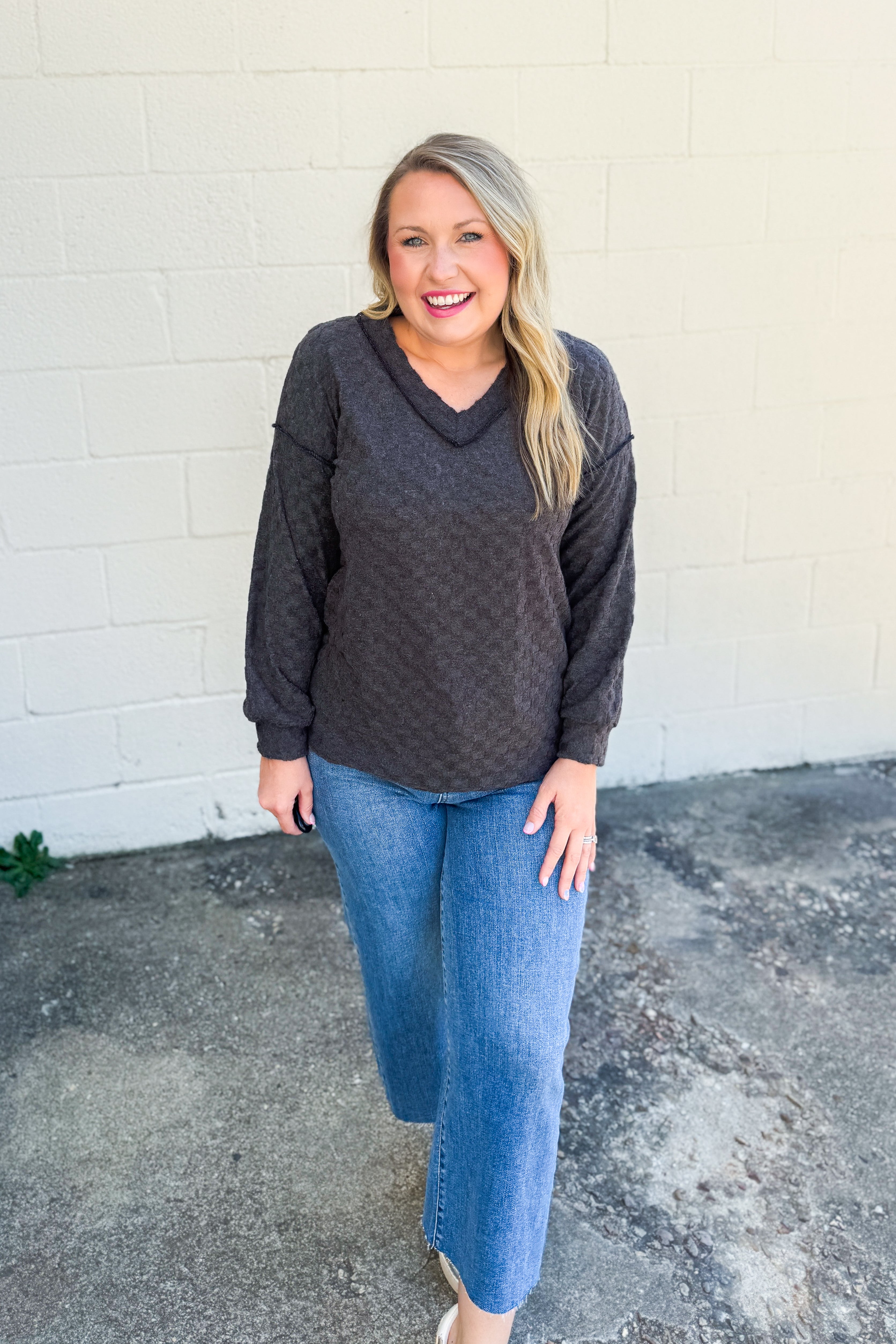 Sweet Texture Top, Charcoal