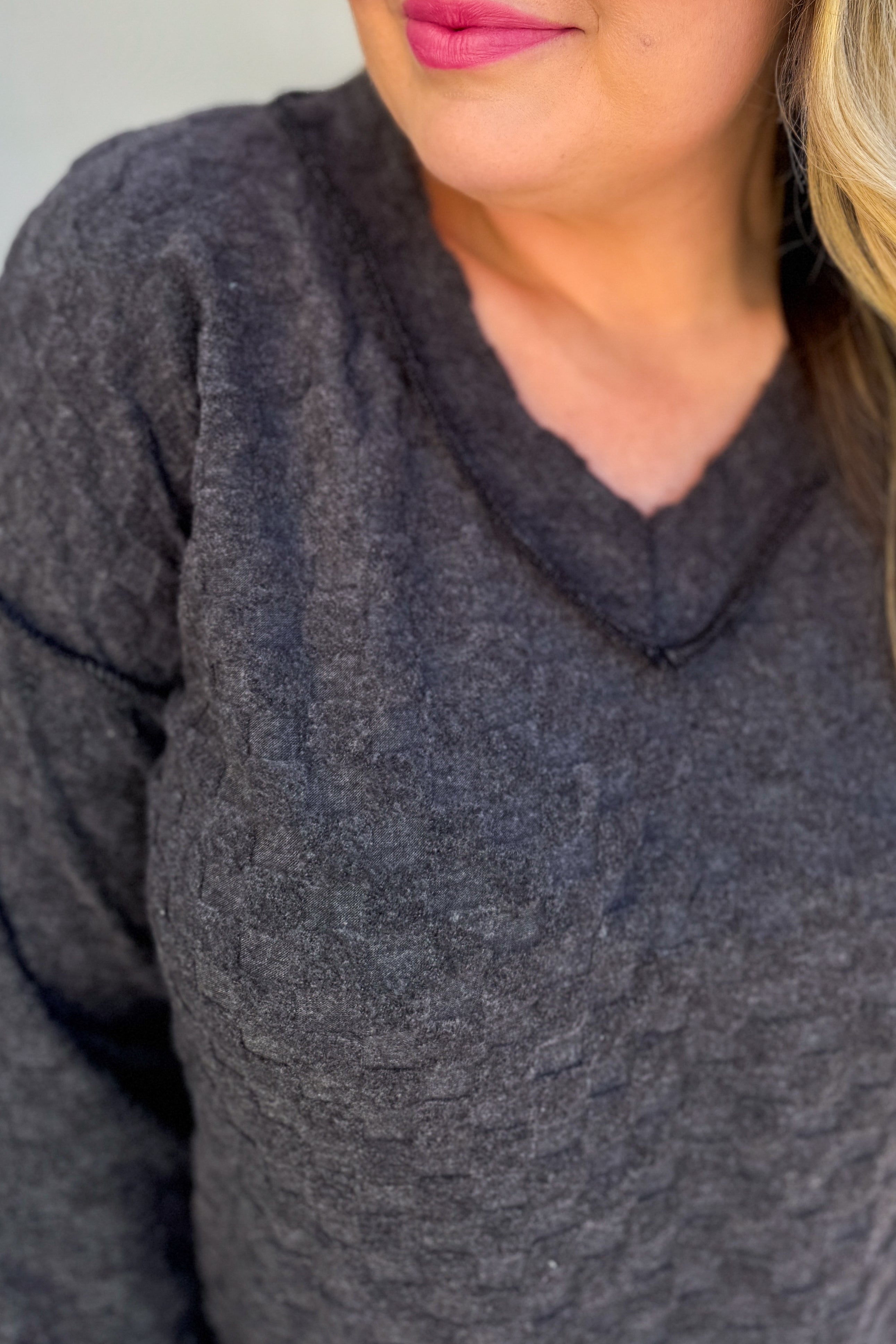 Sweet Texture Top, Charcoal