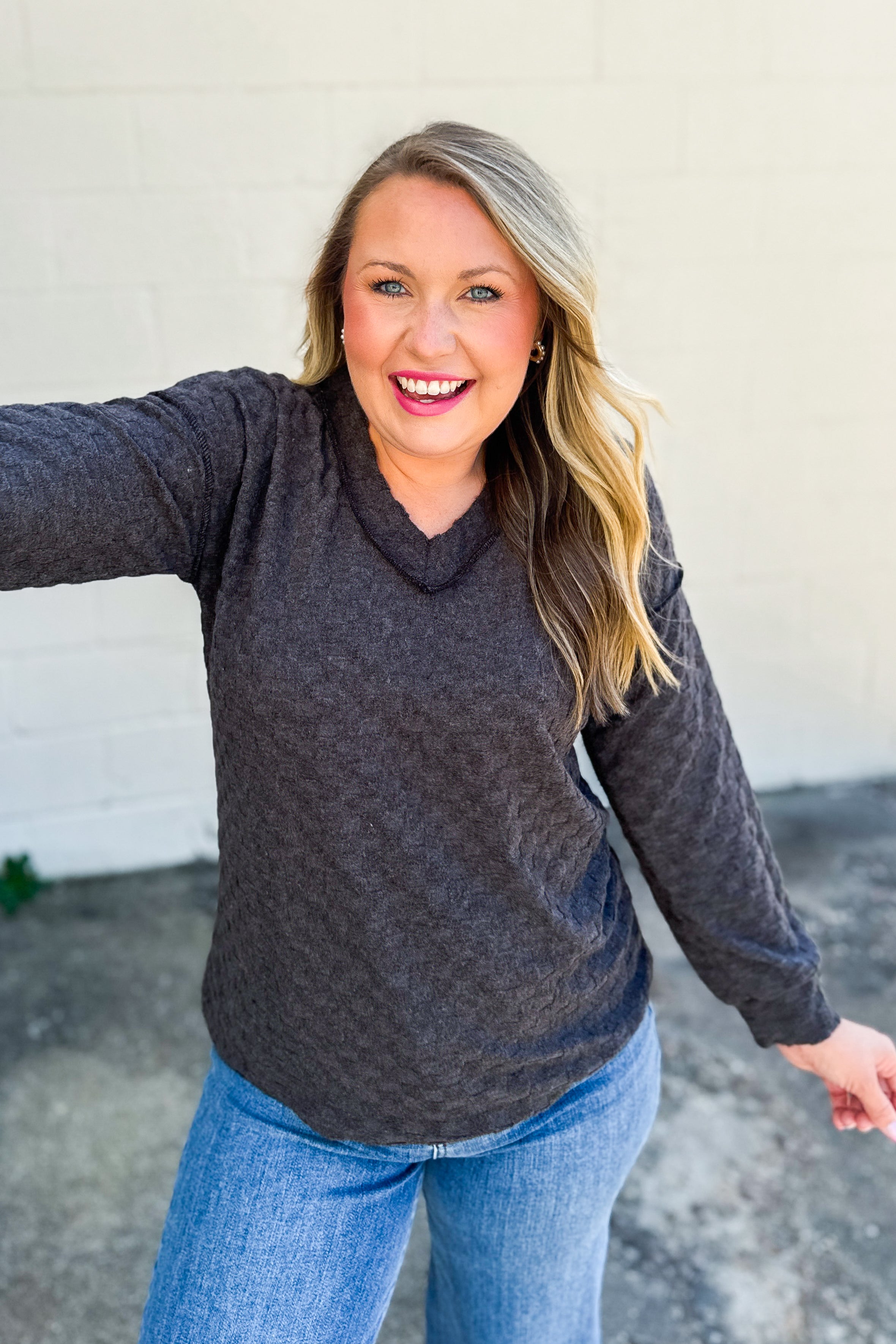 Sweet Texture Top, Charcoal