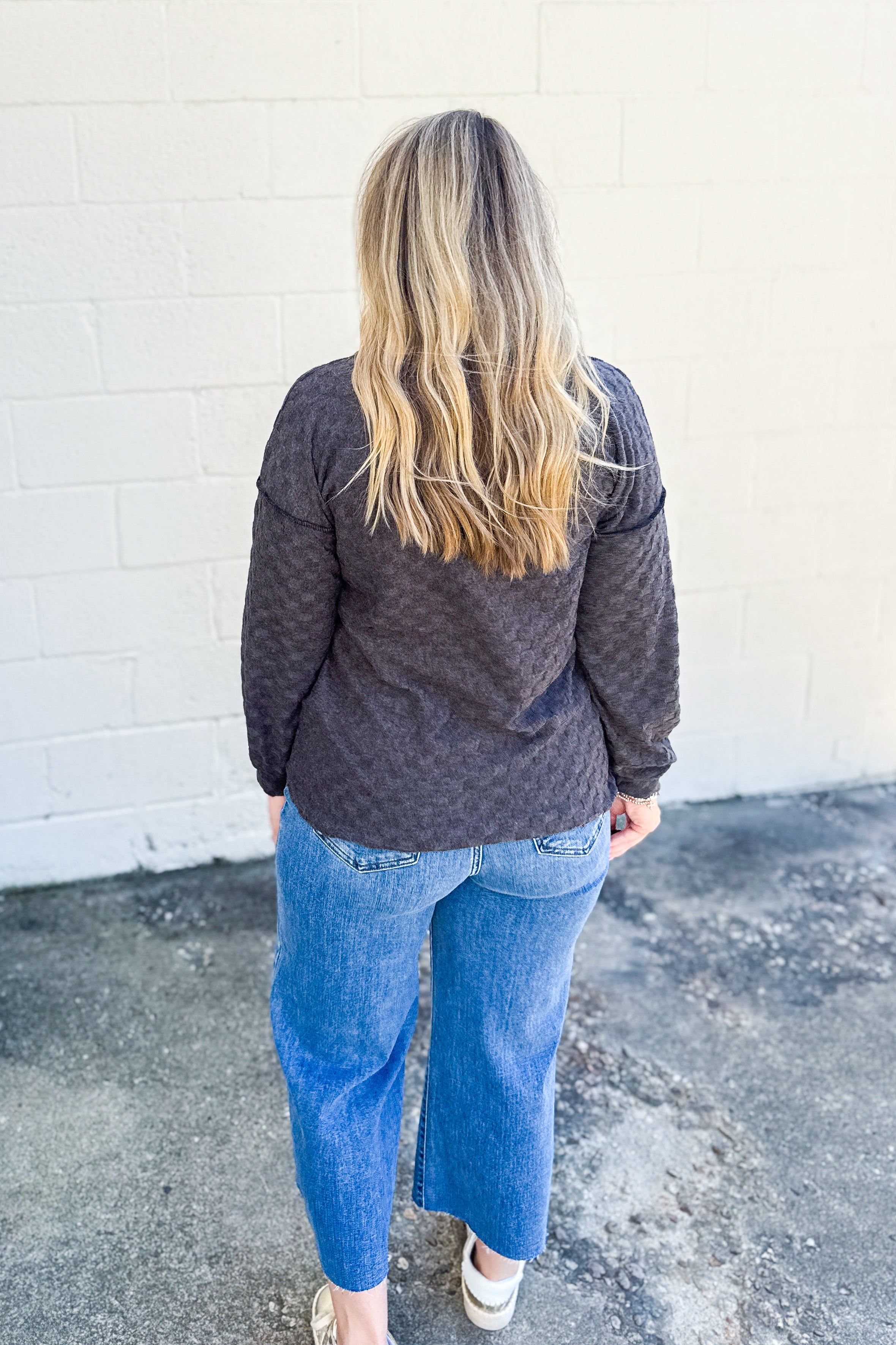 Sweet Texture Top, Charcoal