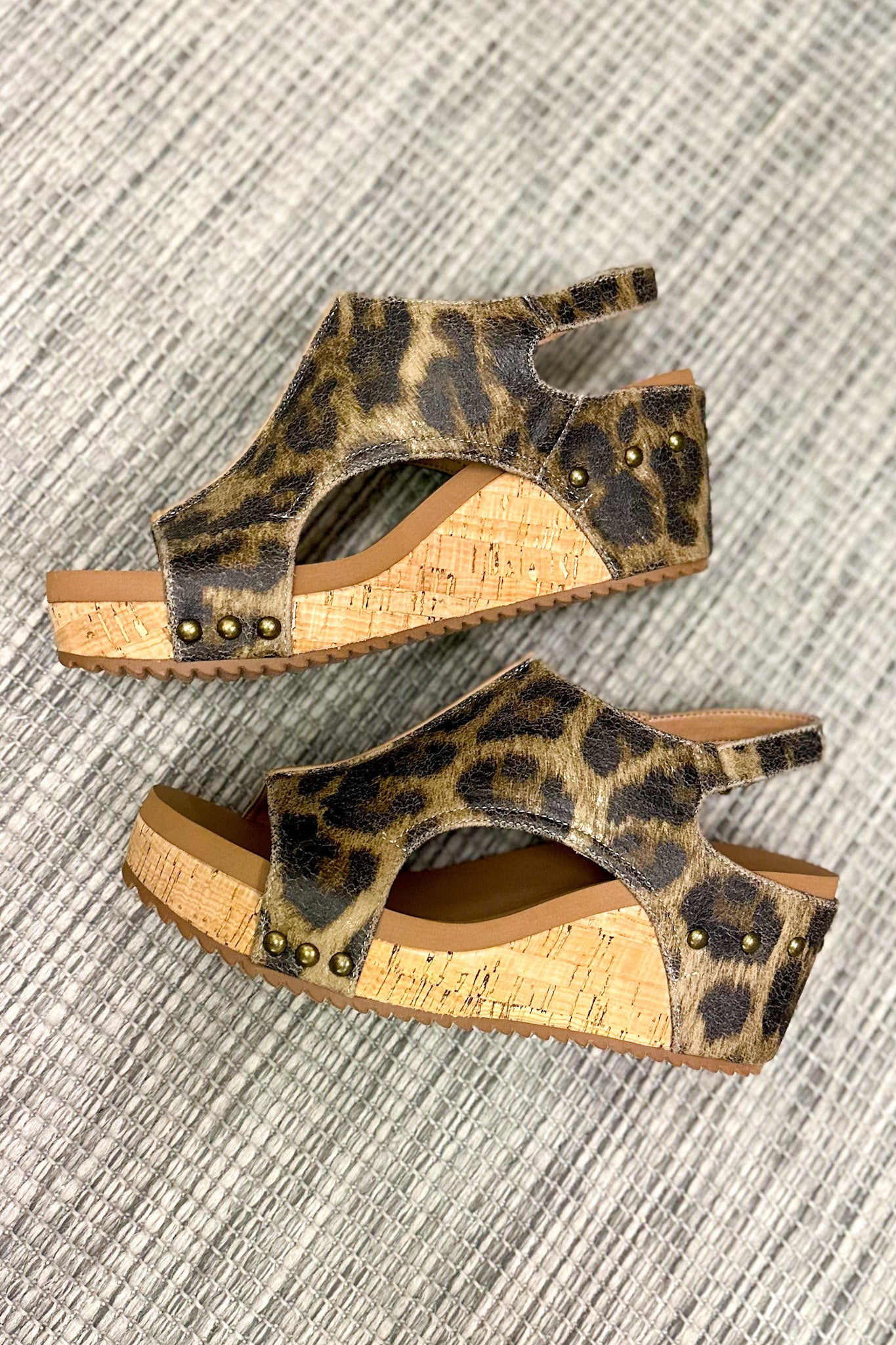 Corkys Carley Wedge Sandals, Washed Cognac Leopard