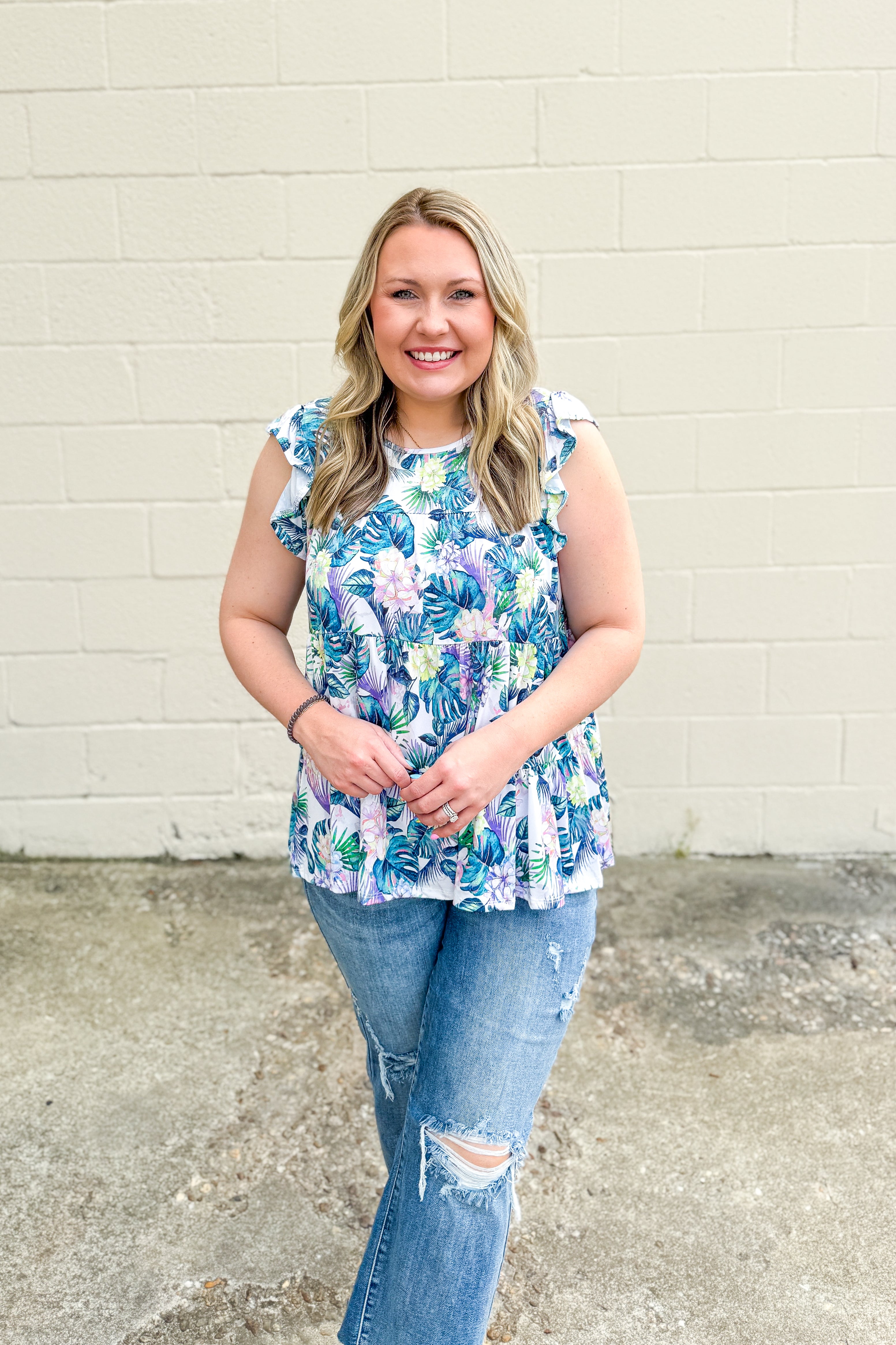 Tropical Temptation Floral Tiered Top