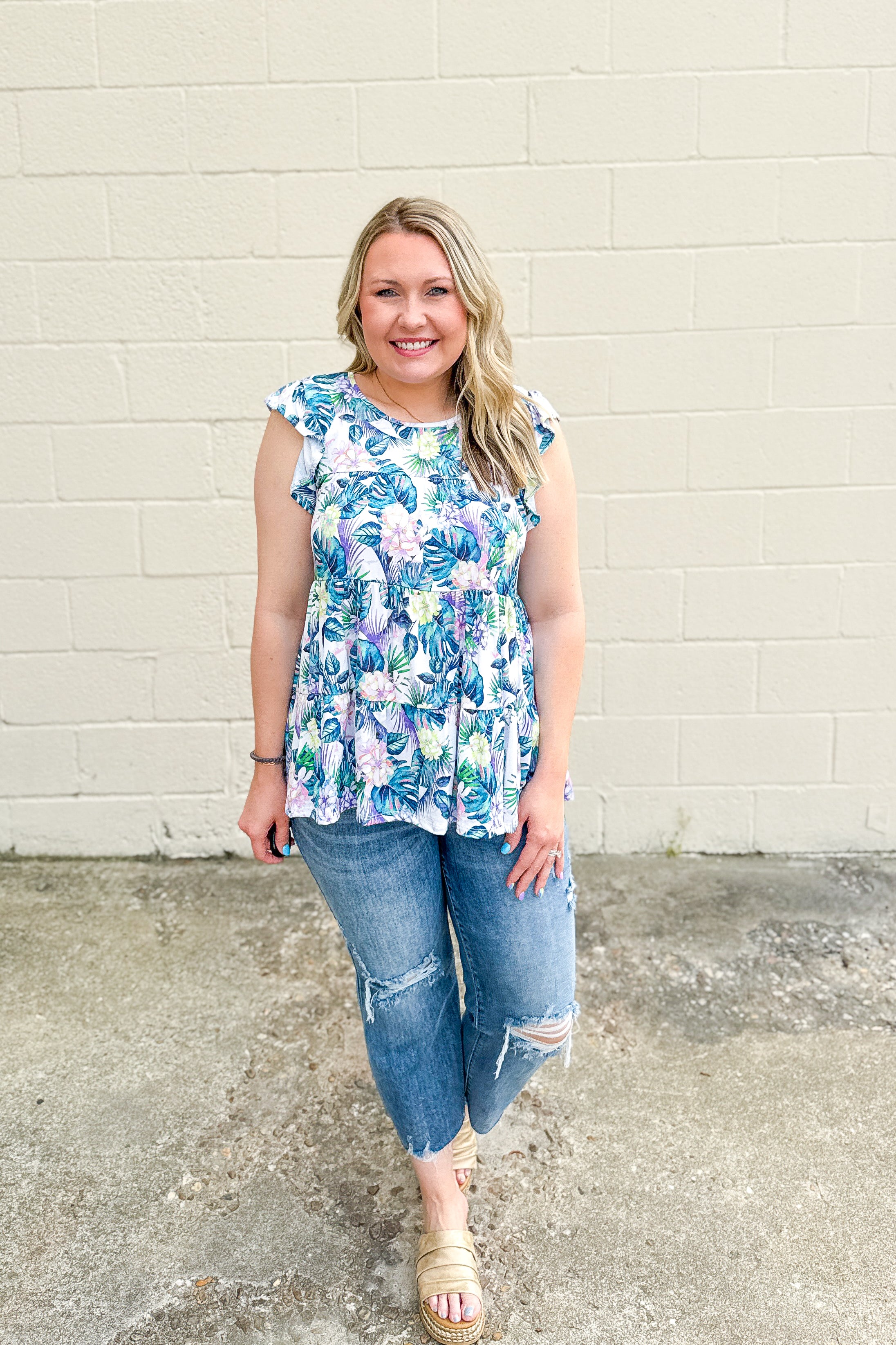 Tropical Temptation Floral Tiered Top
