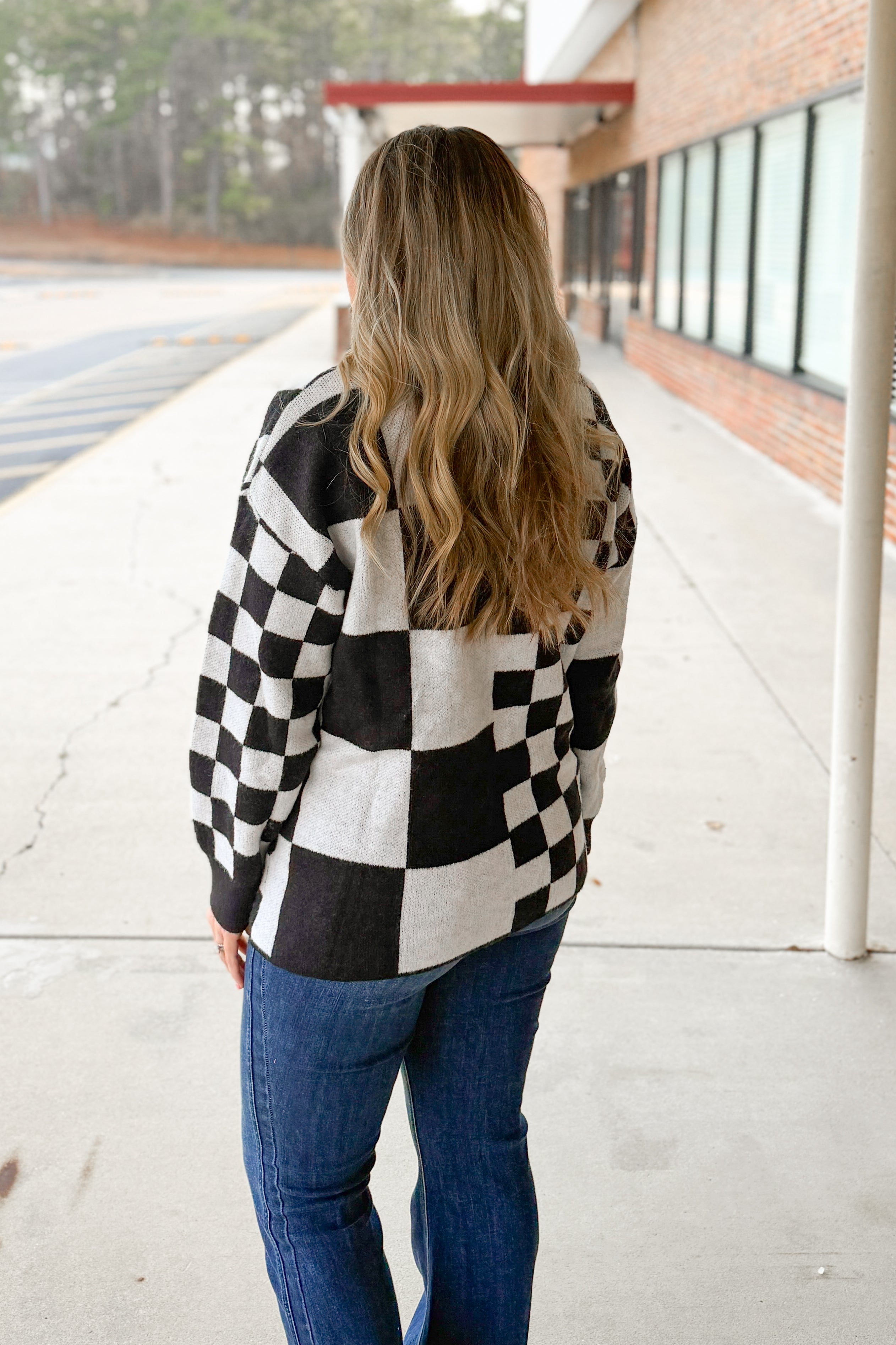Bold Moves Checkered Sweater Top