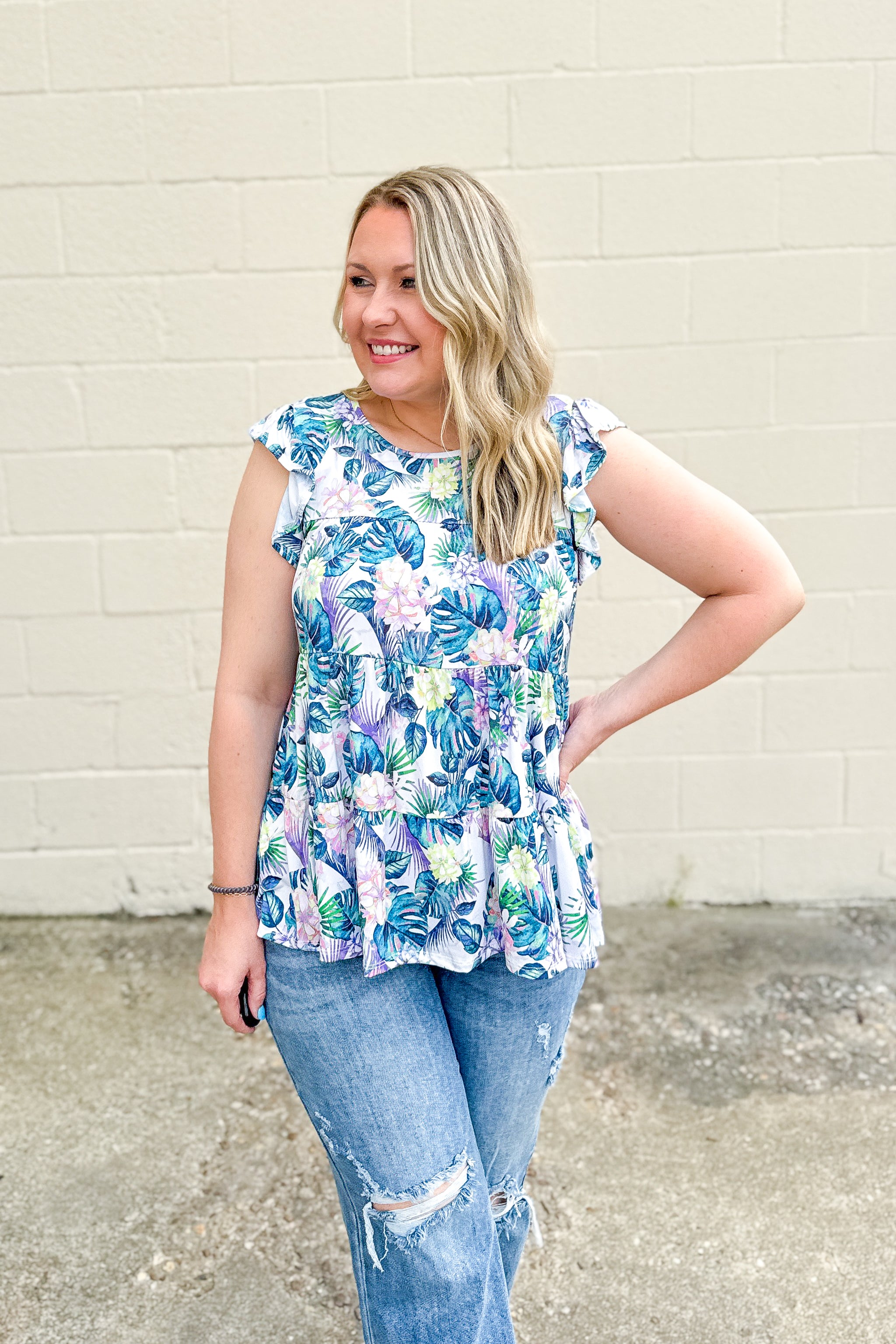 Tropical Temptation Floral Tiered Top