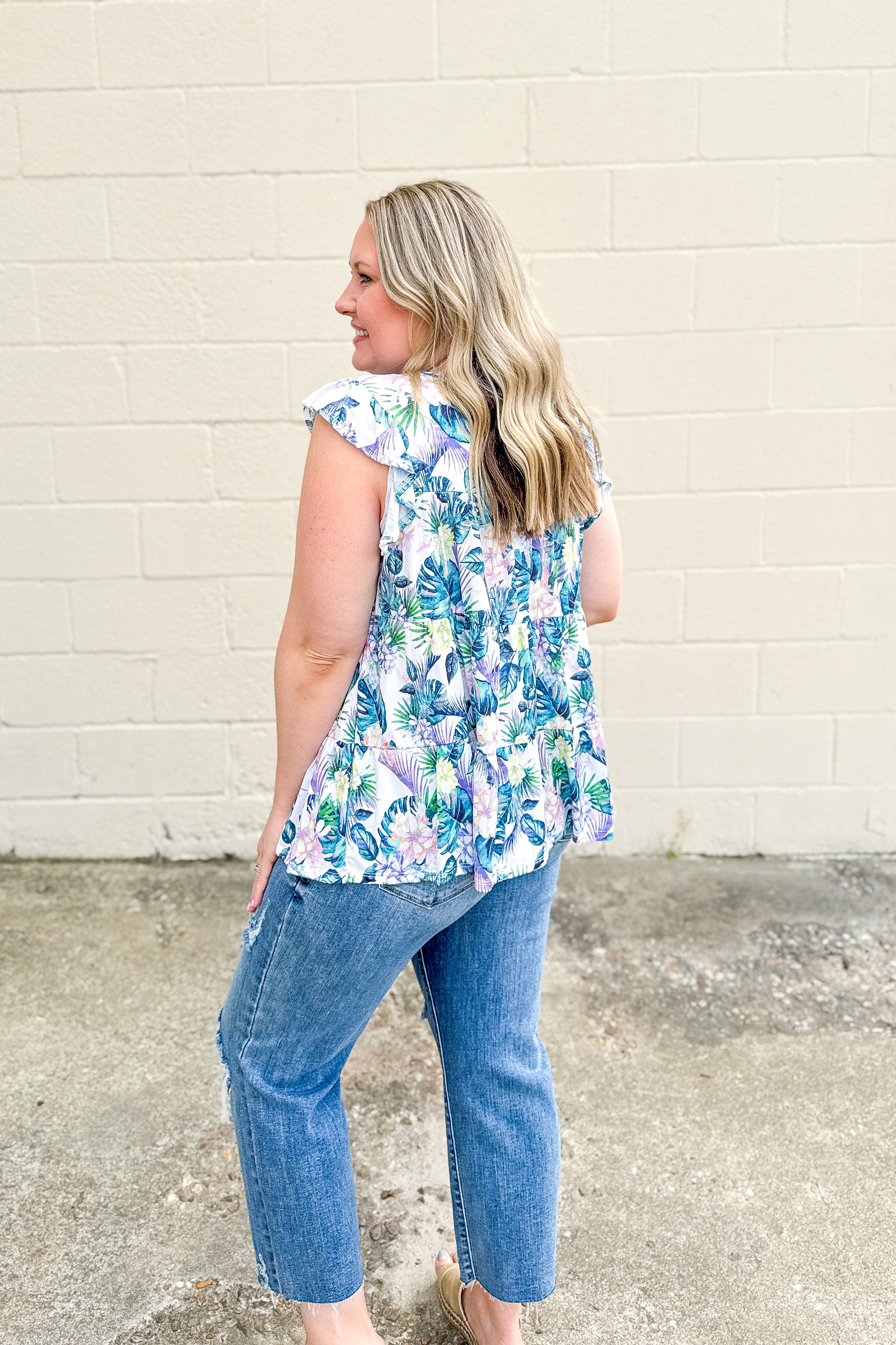 Tropical Temptation Floral Tiered Top